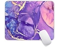 Purple Gold Marble Mouse Pad, Gaming Mouse Mat with Custom Design, Square Waterproof Mouse Pad Non-Slip Rubber Base MousePads for Office Home Laptop Travel, 9.5