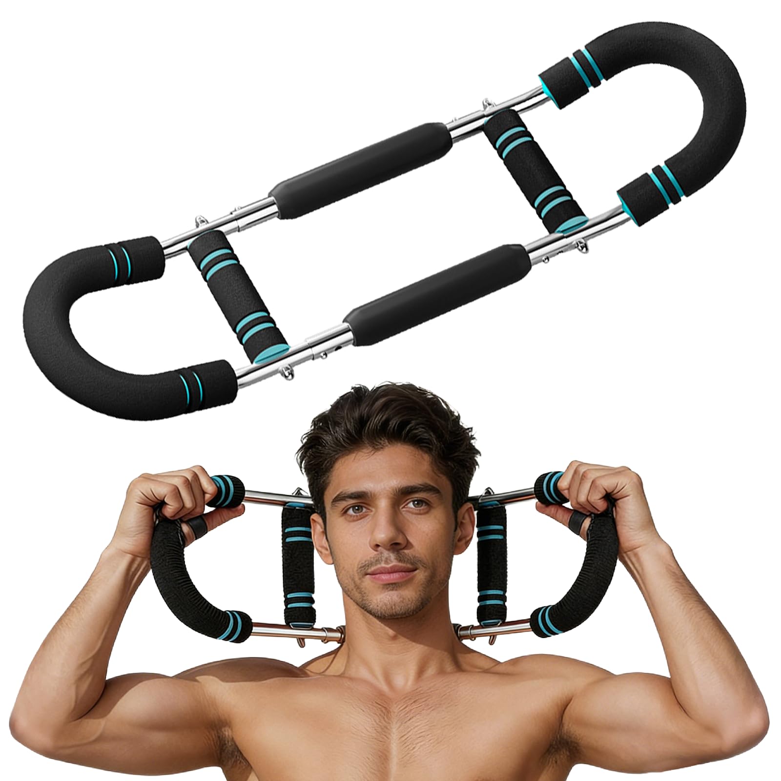 Twister Armtrainer, Verstellbares Brust Trainingsgerät & Muscle fit Gerät (30-50 kg), 3 Stufen Portable Power Twister Stange mit Abnehmbarem Design für Home Gym, Büro & Reise
