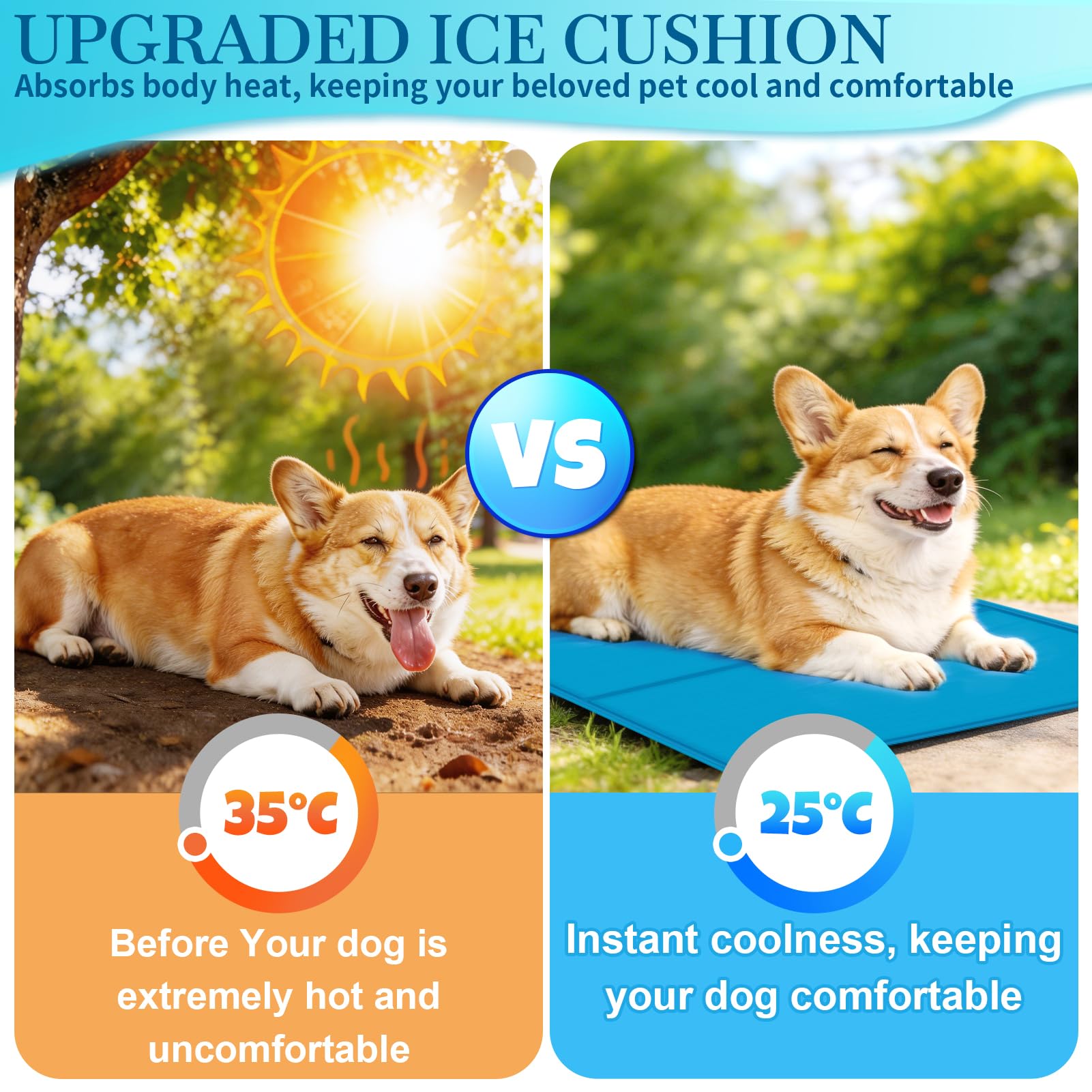 AECCN Tappetino Refrigerante Cane & Gatti 120 x 75 cm, Gel Atossico Resistente, Tappetini Refrigeranti per Cani, Comodo da Trasportare, Pieghevole Materassino Refrigerante per Animali [XL]