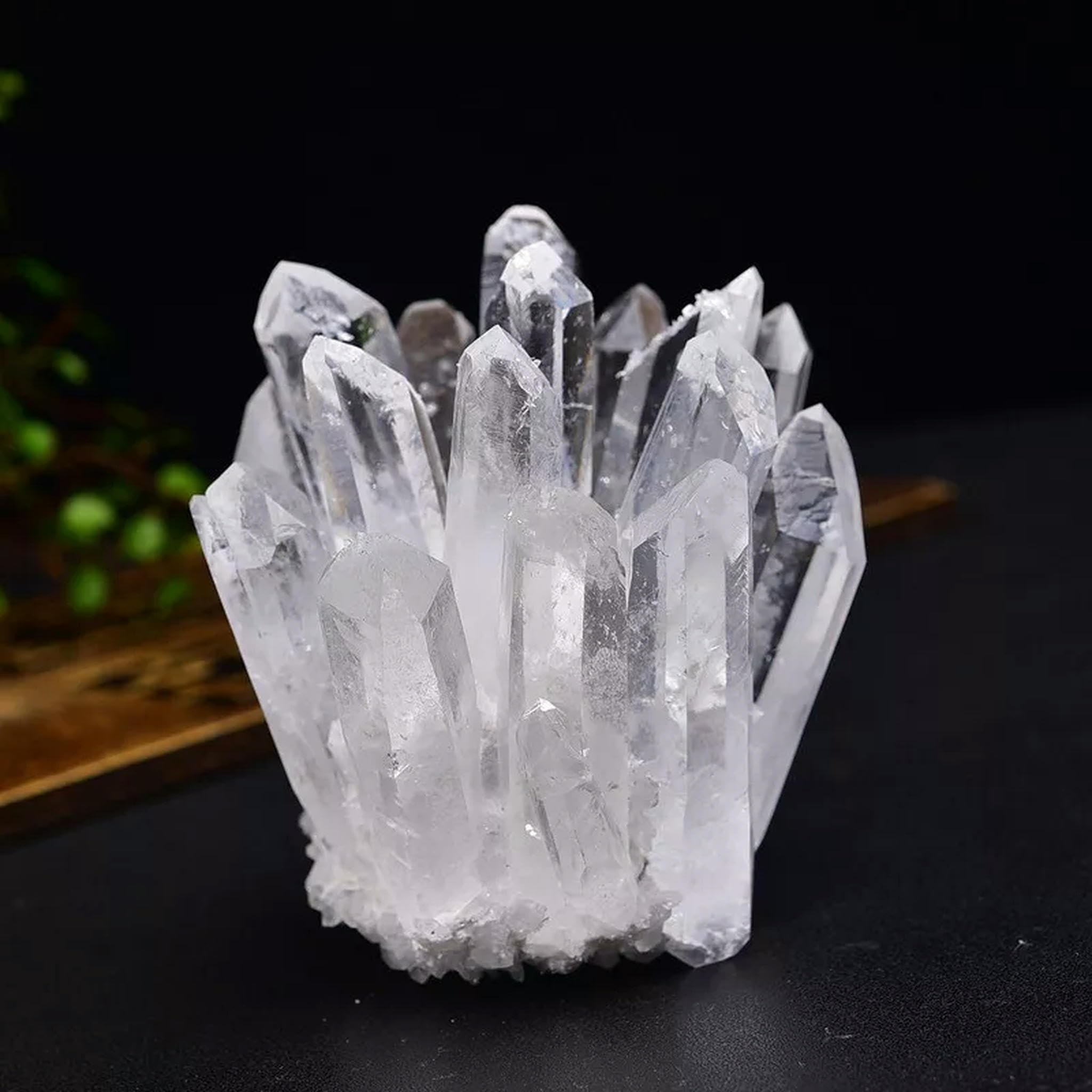 300-400g Natürlicher Bergkristall Cluster Stein Geode