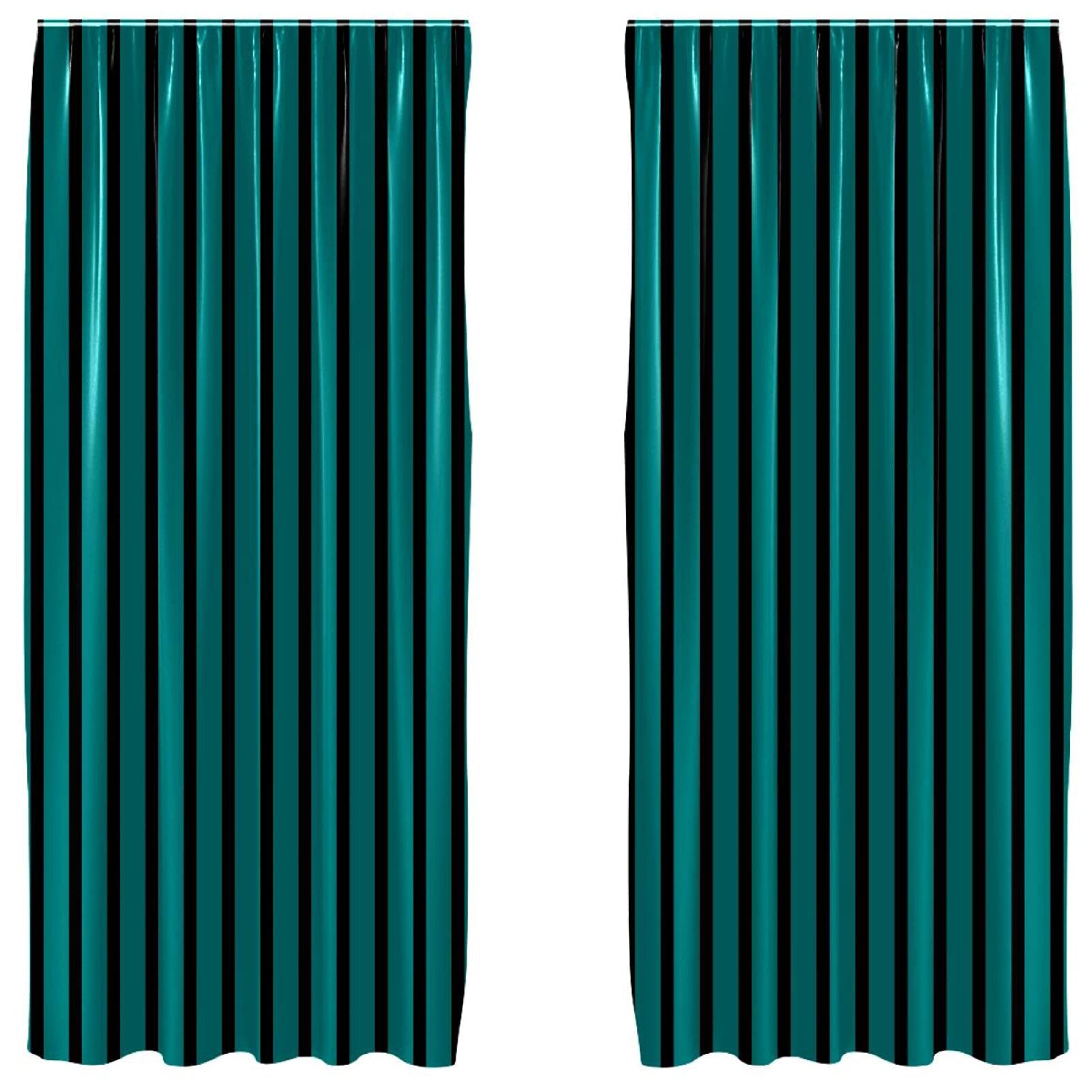 Cortinas para ventana con rayas negro verde de 55 x 84 pulgadas para un control de luz elegante