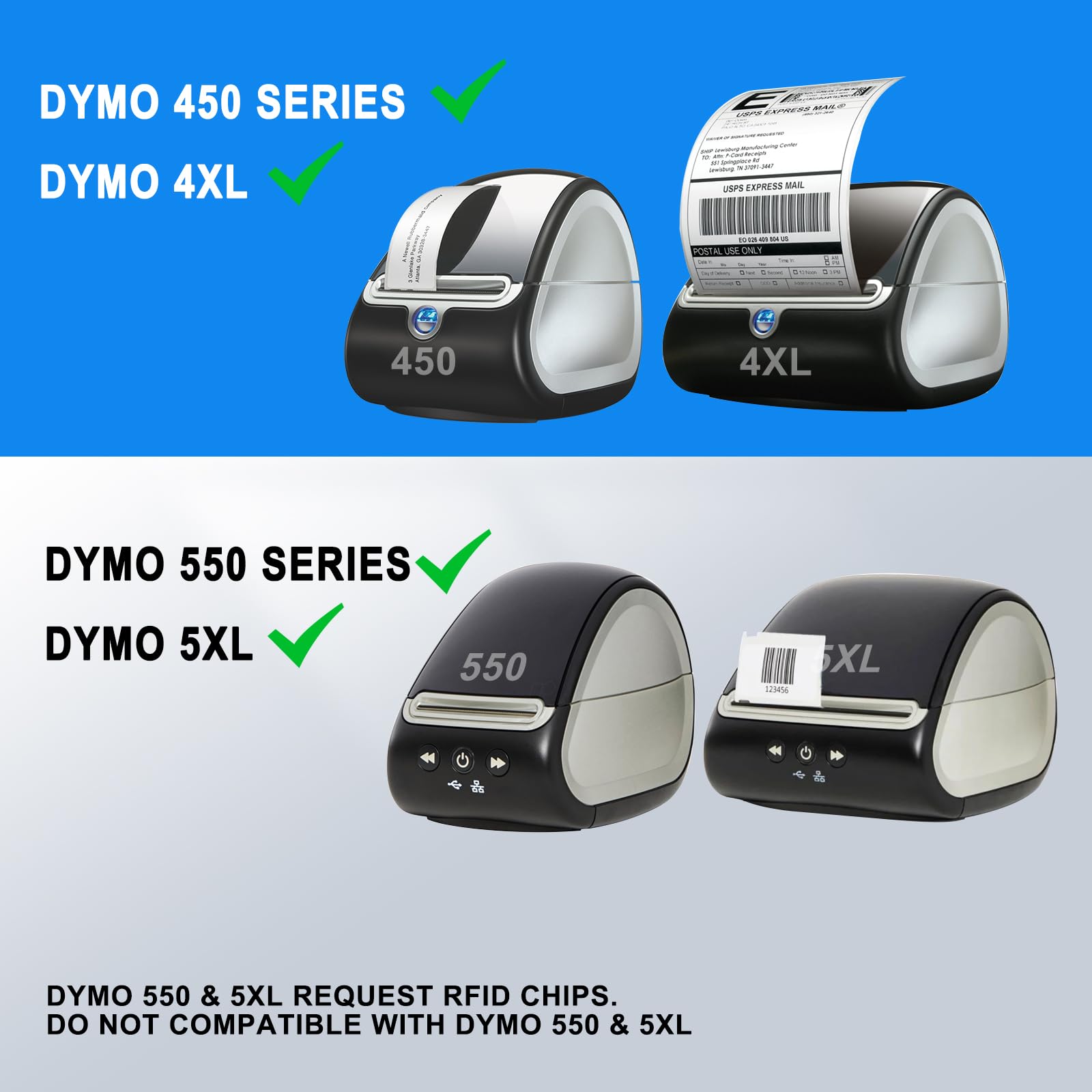 4 Rotoli da 99012 Etichette 36 mm x 89 mm per DYMO LW etichette di ritorno S072240 compatibile per DYMO Labelwriter 550 5XL Labelwriter 450 4XL