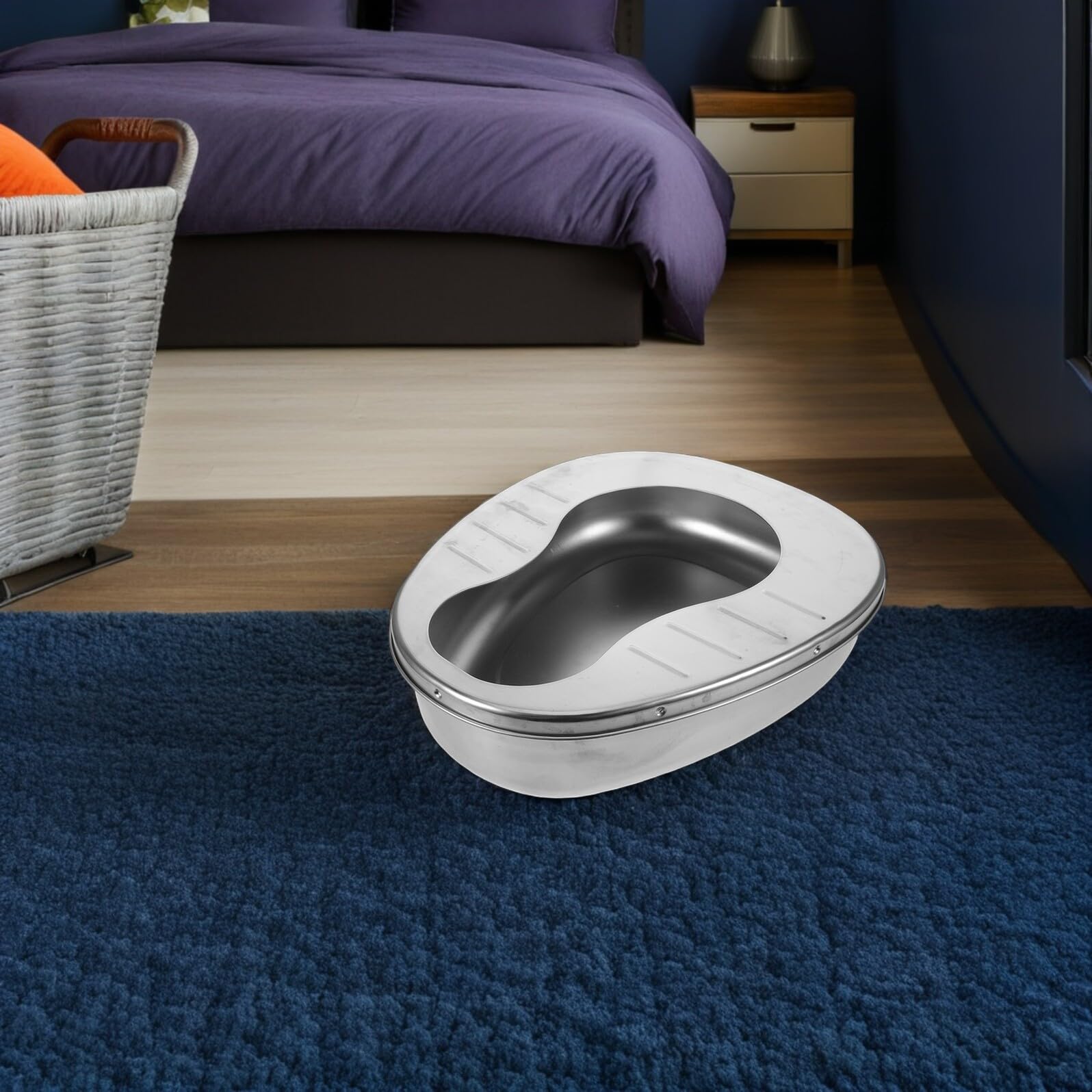 Orinal de Acero Inoxidable para Adultos, Cuña Portátil para Hombres y Mujeres, sin Tapa, Diseño Occidental, Capacidad Grande, para Pacientes Encamados, Uso en Hospitales y Cuidado