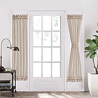 Vista 11 de Aquazolax Panel de cortina transparente para puerta francesa para ventana, elegante panel de cortina de gasa sólida con bolsillo para barra