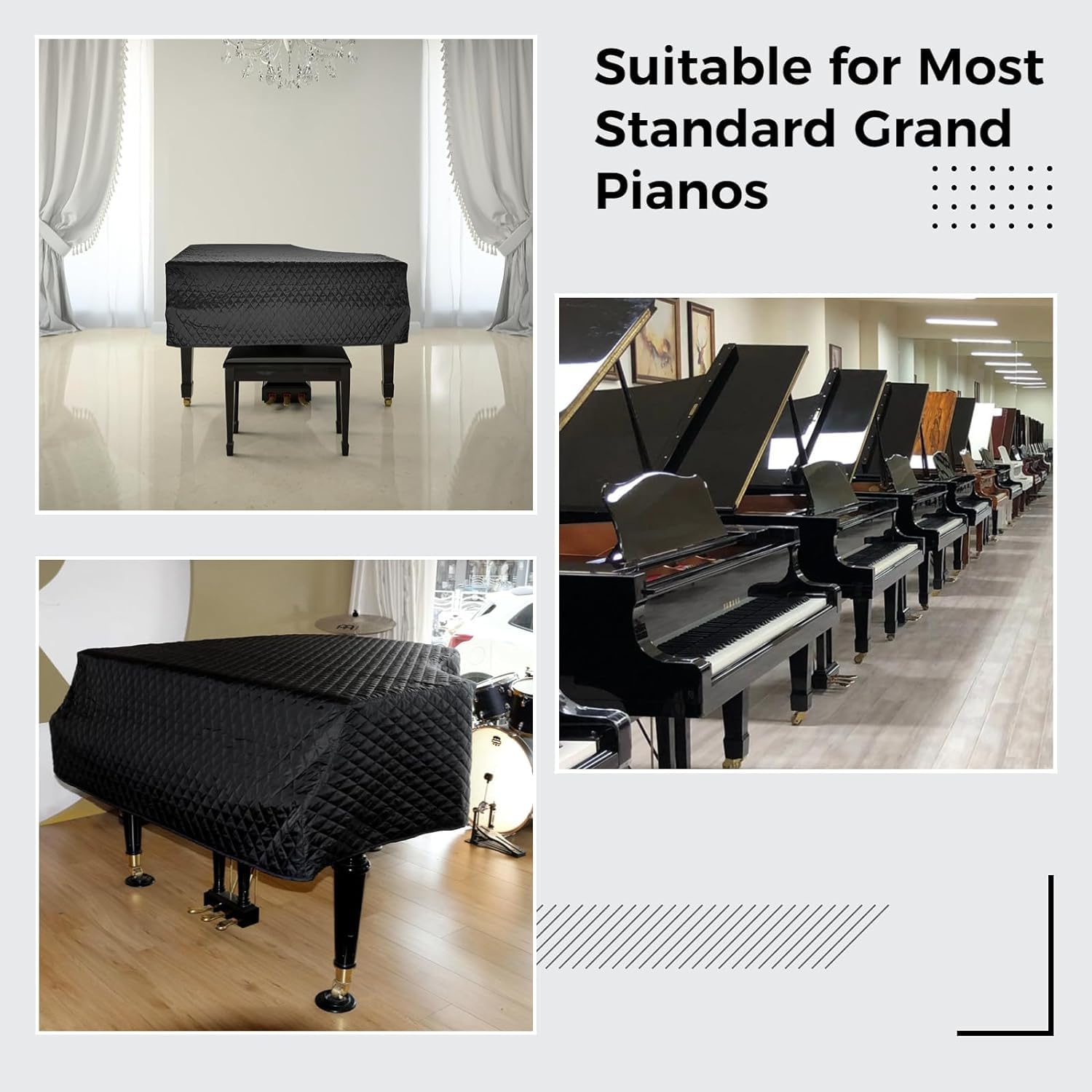 Hoes voor vleugelpiano, hoes voor piano, waterdicht, vochtbestendig, antistatisch, stofdicht, geperst katoen met kruisnaad, vakmanschap, goede assistent van de muzikant(Color:L