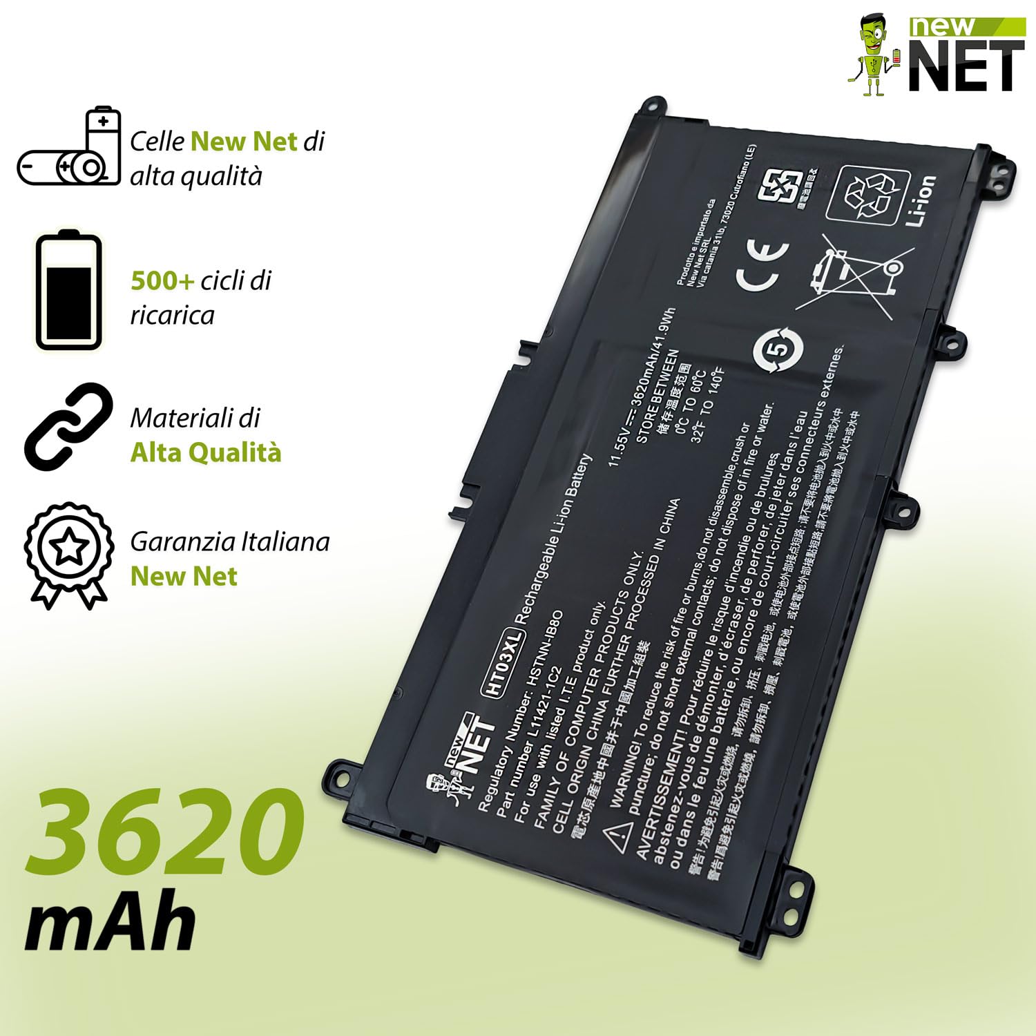 Batteria da 5200mAh compatibile con HP Pavilion DV6-1215SL DV6