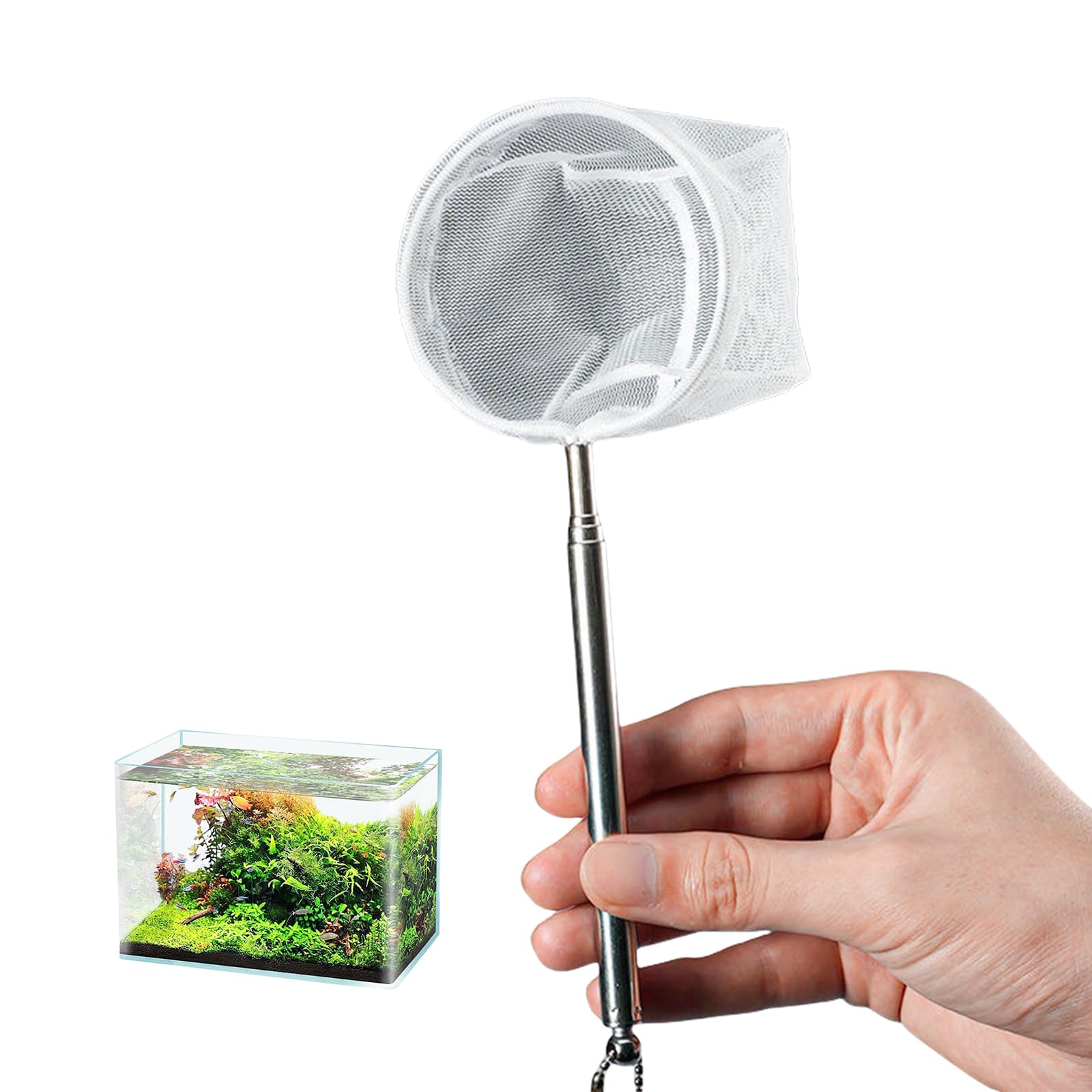 NEWFT Extendable Aquariums Fish Net With NonSlip Handle Resistant Rod Protective Nettings for Fishtanks