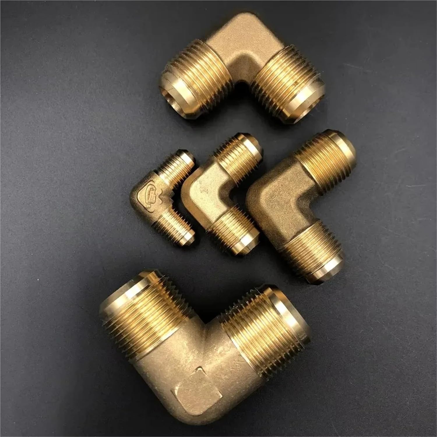 Brass Elbow 6pcs 90 Degree Elbow Flare Fit Connector Brass Pipe Fitting For RV Water Hoses(With Nut,12.7MM 1L2 INCH_ELBOW SAE THREAD)