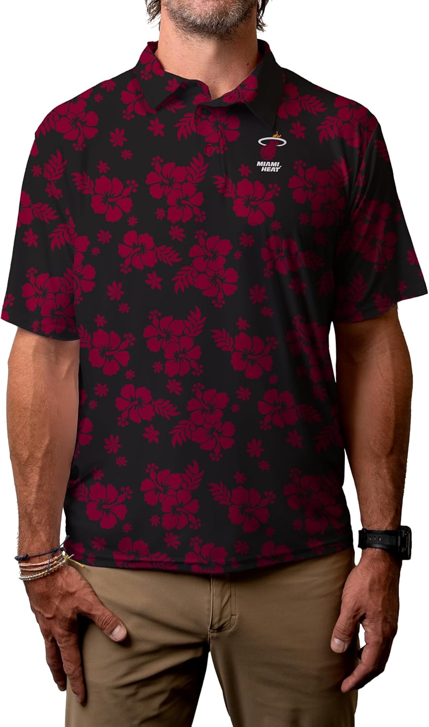Blue 84 Men's NBA Officially Licensed Short Sleeve Performance Polo Floral