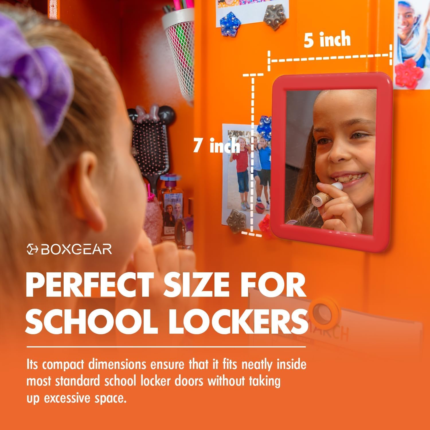 Magnetic Mirror - Locker Mirror - 5" X 7" - For Workshop Toolbox Or Office Cabinet, Locker Accessory, Household Refrigerator, Bathroom, School Locker,Pink And Purple