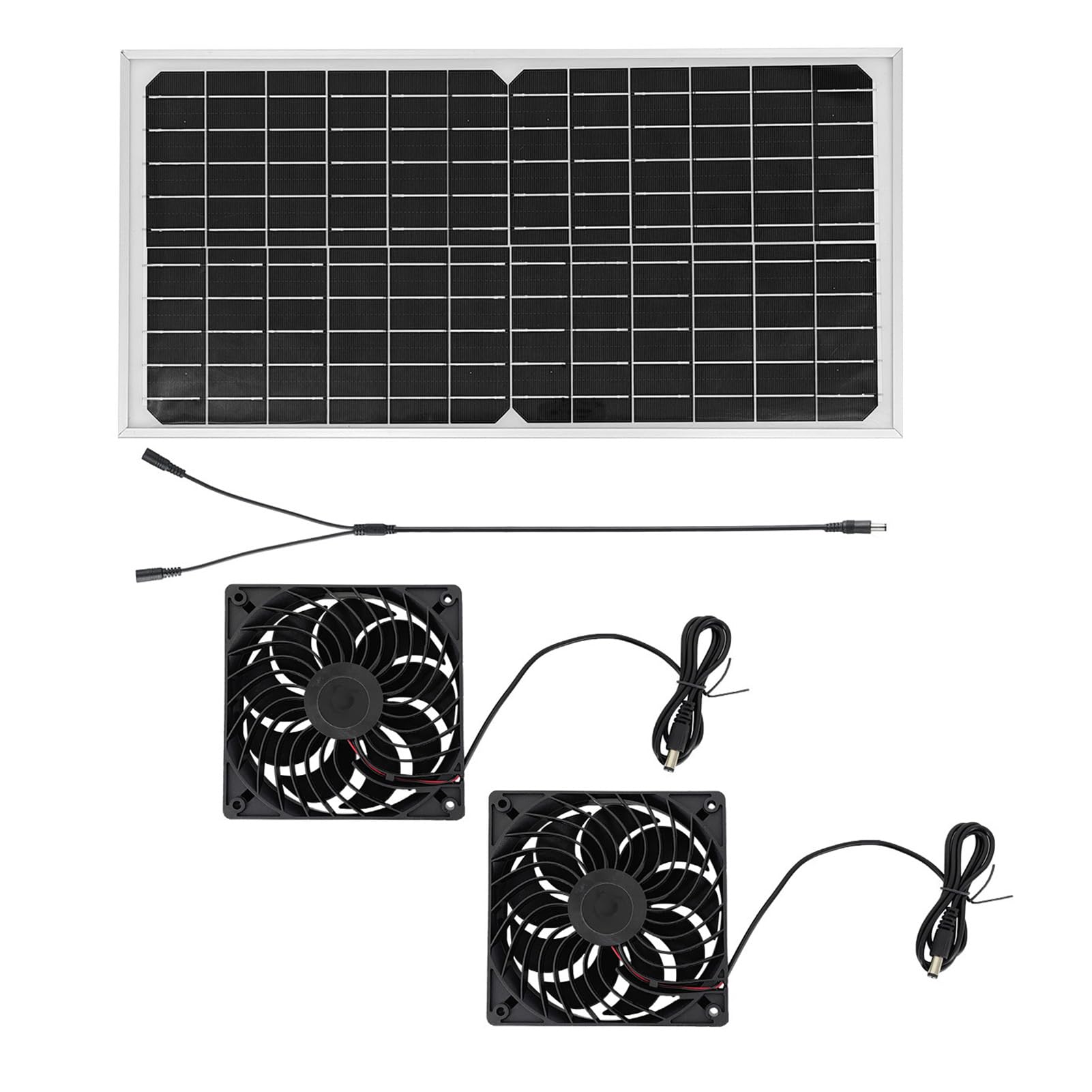 SIXRUN Kit Doppia Ventola di Scarico Solare Efficiente Pannello Solare da 16 W con Design Resistente Alle Intemperie per Soffitta per Pollaio in Serra