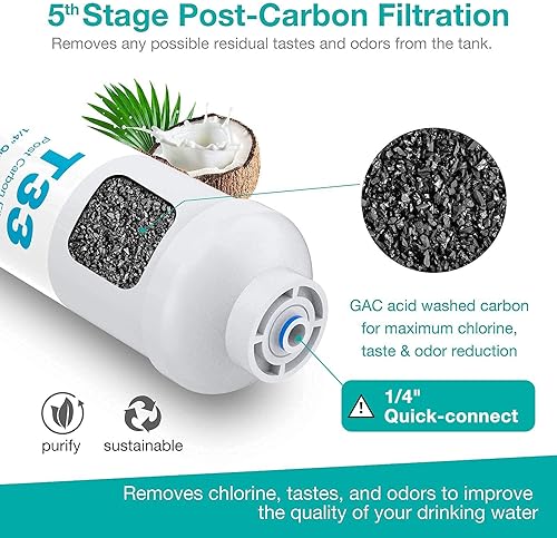 Miniatura 5 de SimPure Juego de filtros de reemplazo de ósmosis inversa de 5 etapas con membrana RO de 100 GPD