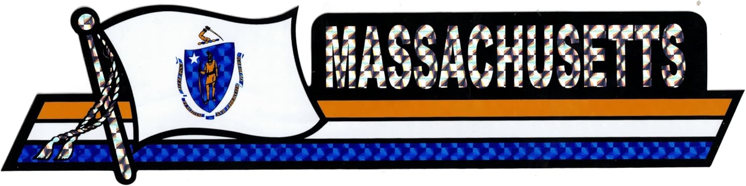 Pack of 50 Massachusetts State Flag 3"x12" Reflective Decal Bumper Sticker DCX-522