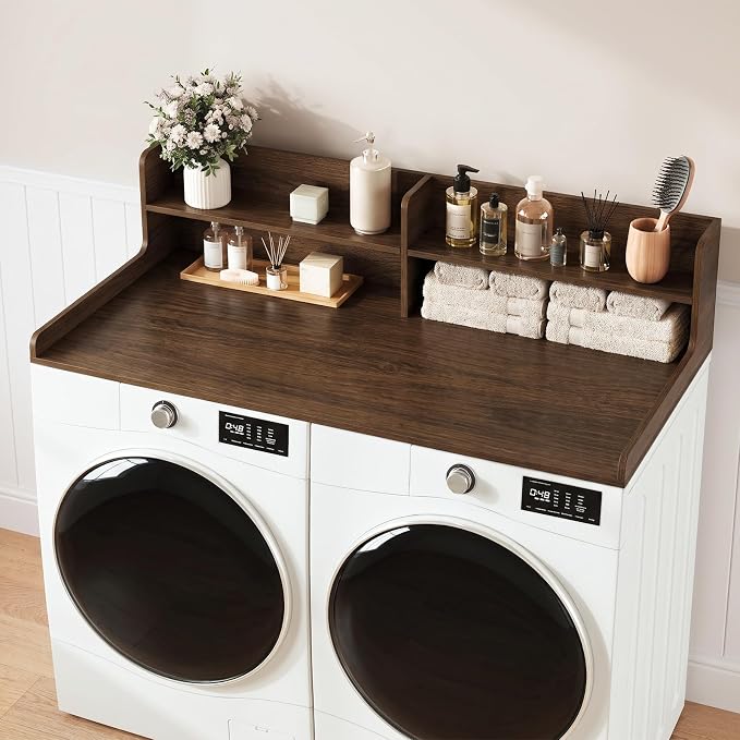 Yoobure 54” Laundry Countertop with Adjustable Shelving for Washer/Dryer