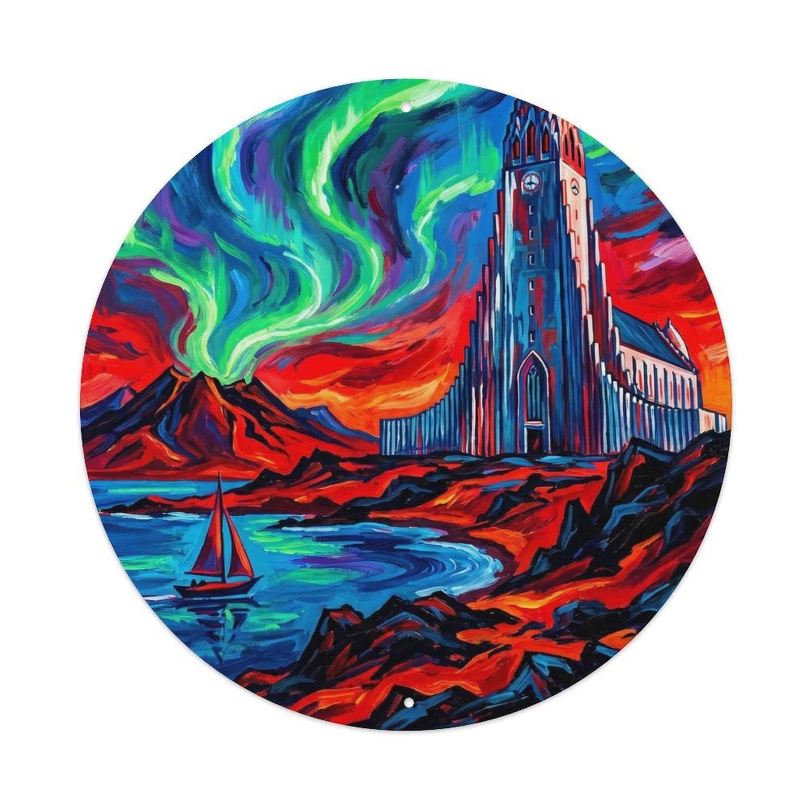 Vintage Travel Reykjavik Iceland Expressionist Metal Tin Sign