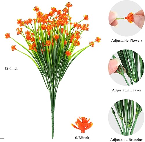 Miniatura 2 de AmyHomie 20 paquetes de flores artificiales de otoño para exteriores, resistentes a los rayos UV, flores de plástico falsas, flores silvestres,