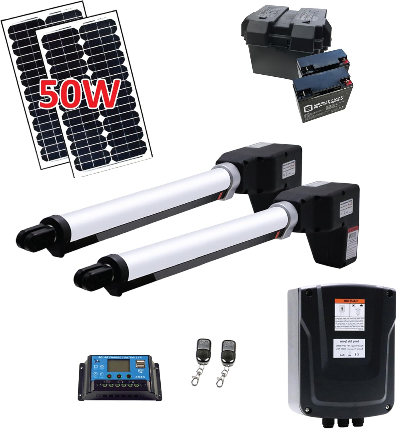 ALEKO Swing Gate Opener | Solar Power Automatic Driveway Gates Operator | AS1200 | (1200, Solar 50W Accessory Kit)