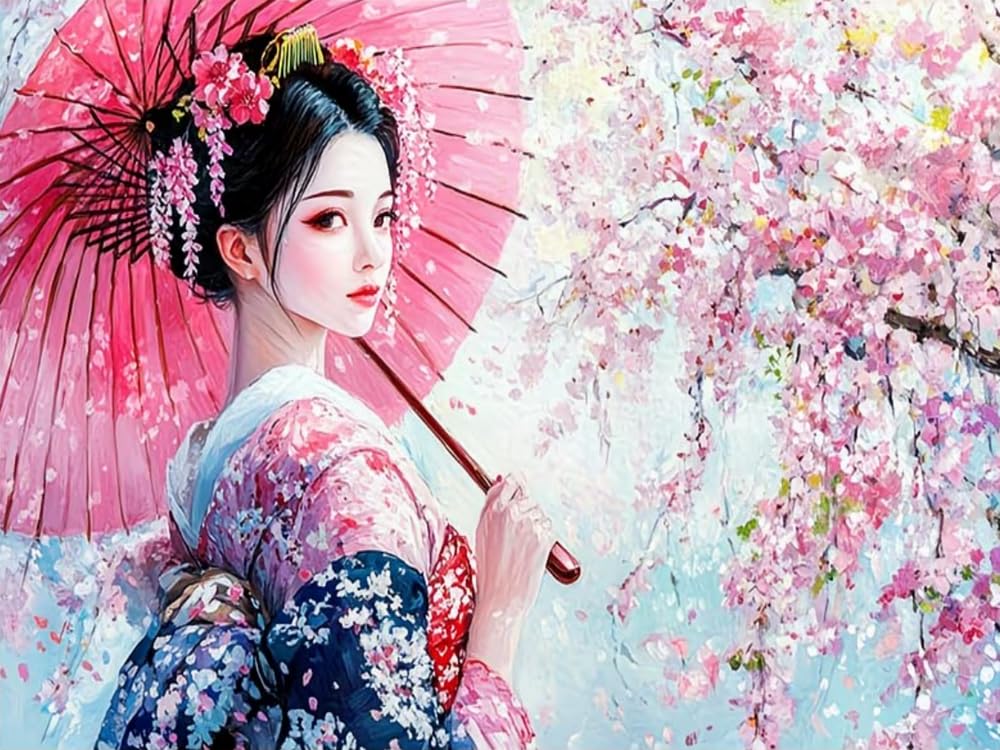 Weiniuniu Diamond Painting Kits for Adults Girl in a Kimono DIY Bead Crystal Rhinestone Craft Easy 5D Dimond Picture Art Home Wall Decorations 40x50cm