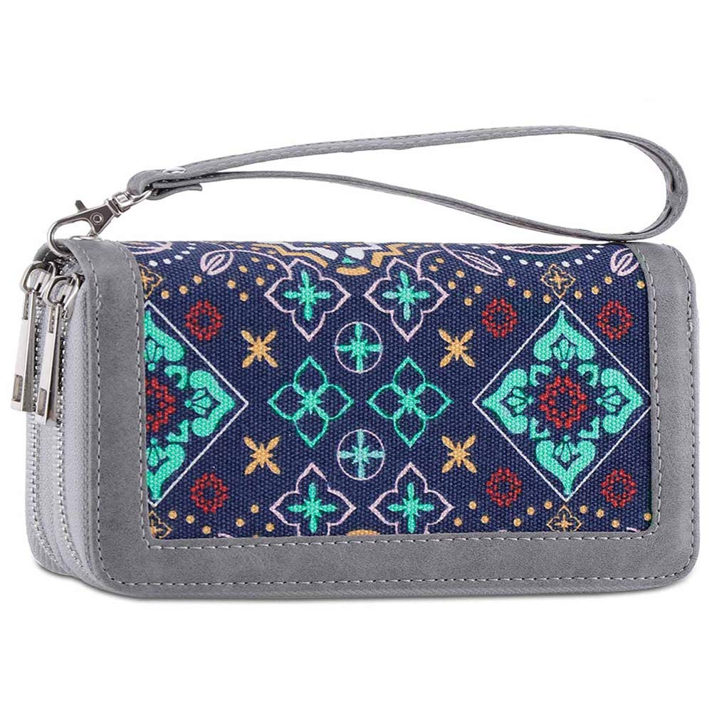 Autumnwell Long Clutch Wallet With Wrist Strap – Holds Cards, Cash, Phone, Dusty Blue - View #4