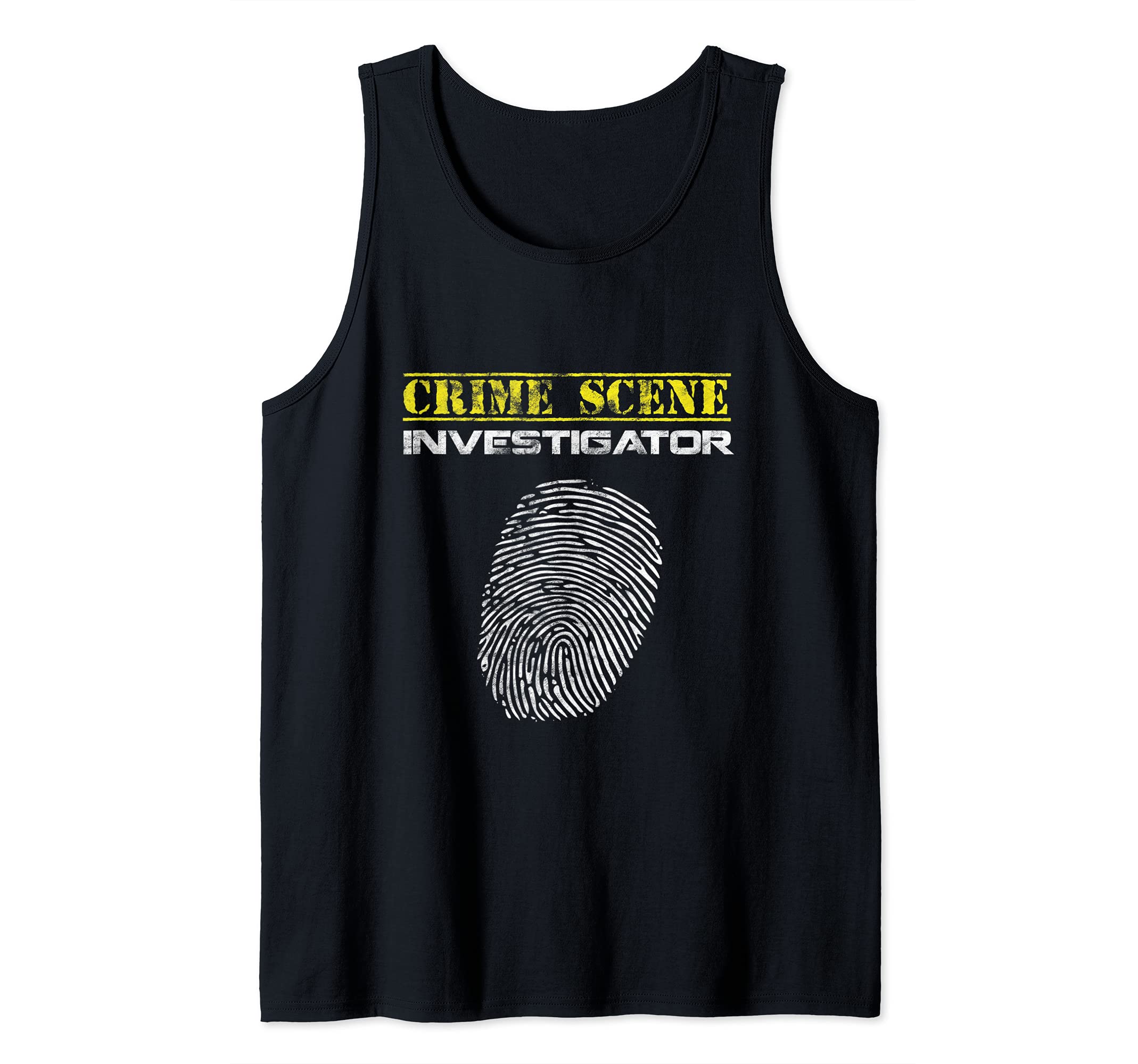 CrimeScene Investigator Fingerprint Police Tank Top, Black