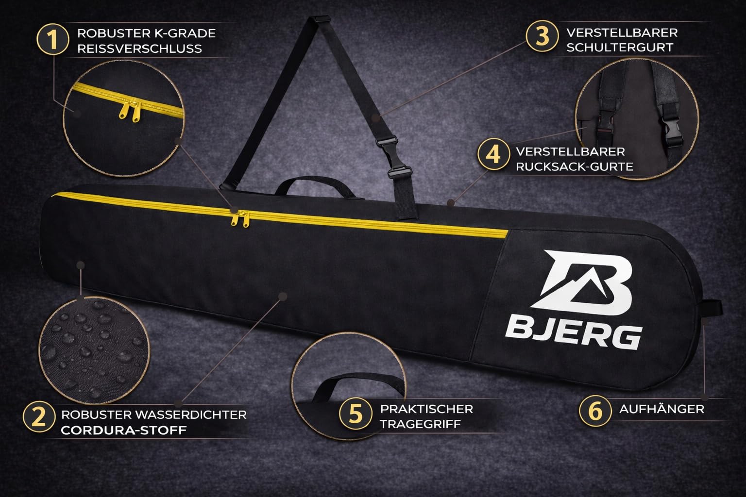 Bjerg torba snowboardowa na deskę snowboardową, snowboard, plecak, torba na snowboard, wyprodukowano w Europie