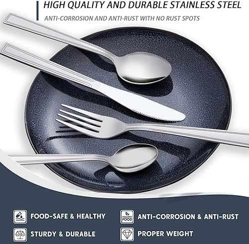 Miniatura 10 de 24 cubiertos de cuchara de 6.4 pulgadas, cucharas de acero inoxidable, juego de cucharas de té resistentes, cucharas de café pulidas con espejo,