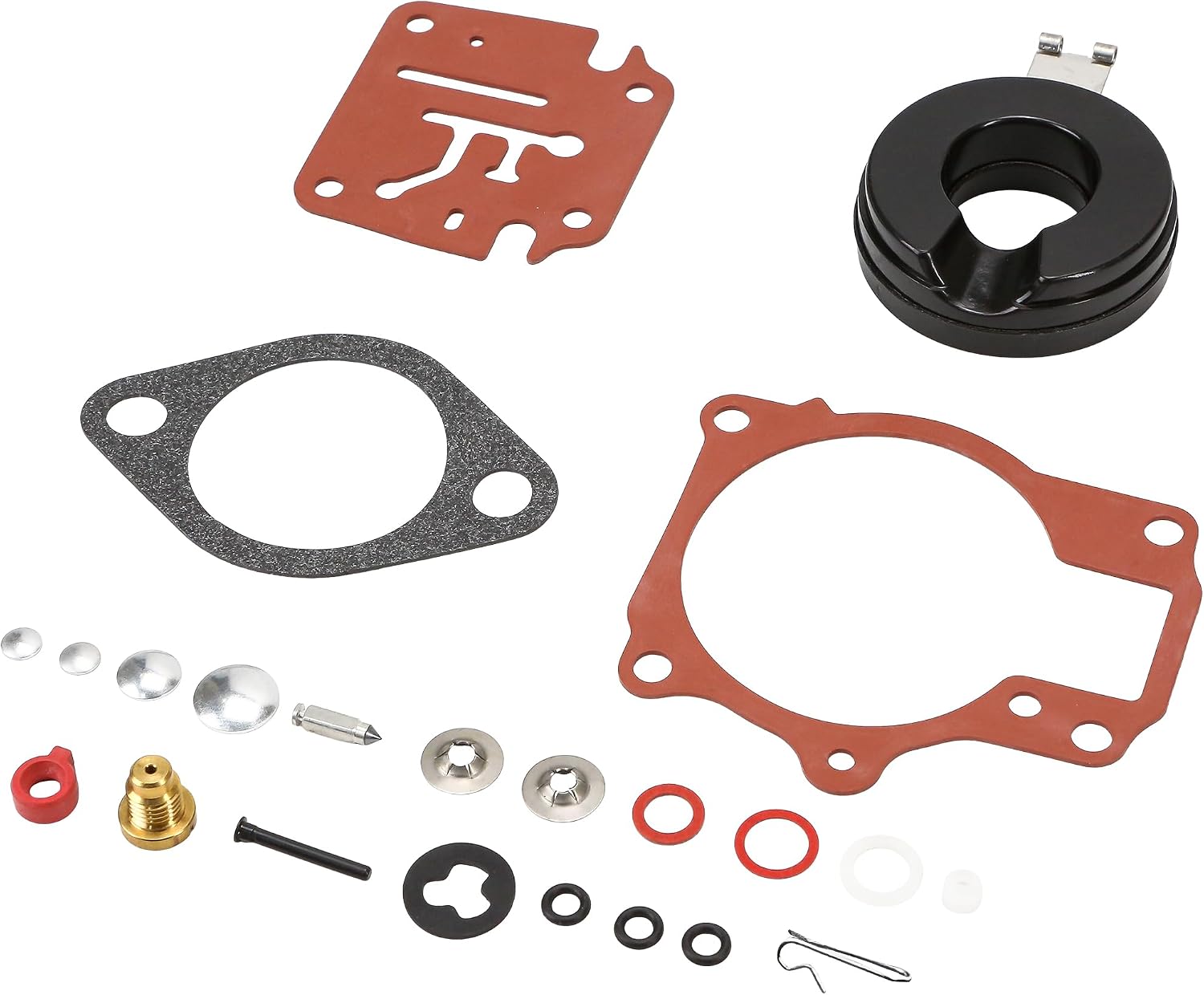 396701 Carburetor Rebuild Kit with Float Compatible with Johnson Evinrude 18 20 25 28 30 35 40 45 48 50 55 60 65 70 75 HP Marine Outboard Motors Carb Repair Kit Replaces 392061