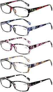 Kerecsen 5-Pack Reading Glasses Women Spring Hinge Pattern Design Glasse...