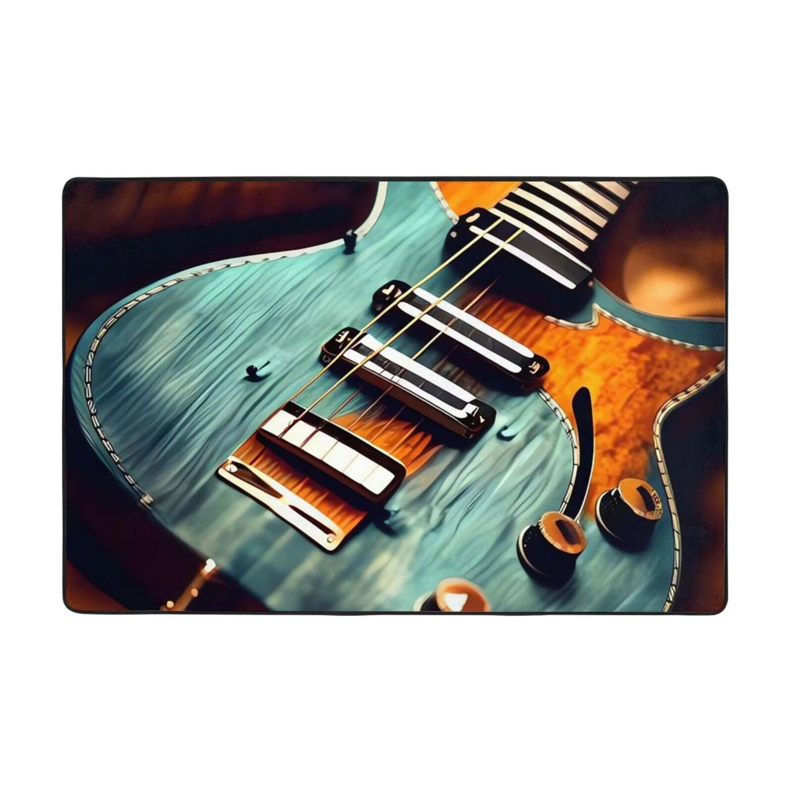 Tapis moderne guitare pour chambre et bureau tapis doux lavable 91,4 x 61 cm