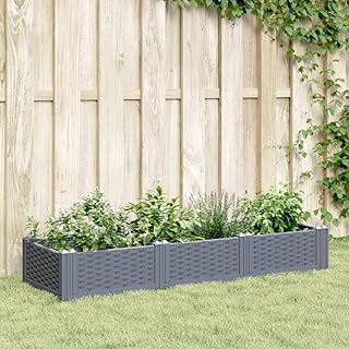 ZQQLVOO Jardinera con Clavijas PP Azul Gris 125x40x28,5 cm Maceteros y jardineras Decorar tu jardín o terraza