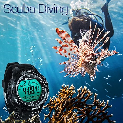 Miniatura 2 de 10 ATM Digital sumergible buceo reloj 328.1 ft resistente al agua natación deporte reloj de pulsera luminosa pantalla LCD con cronómetro función de