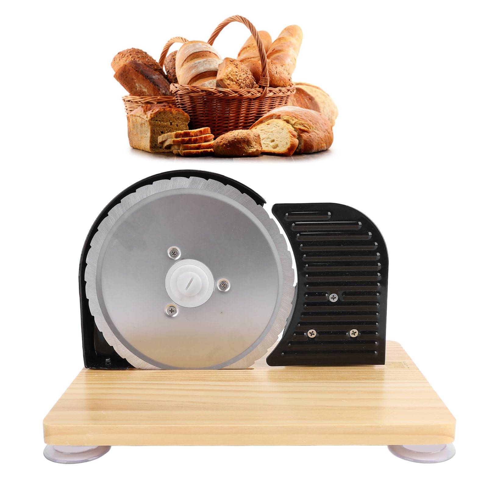 GOTOTOP Bread Slicer Stainless Steel Bread Cutter, Hand Crank Loaf Cutter with Adjustable Thickness 0-15mm, Ideal for Bakery, Easy to Grip Handle