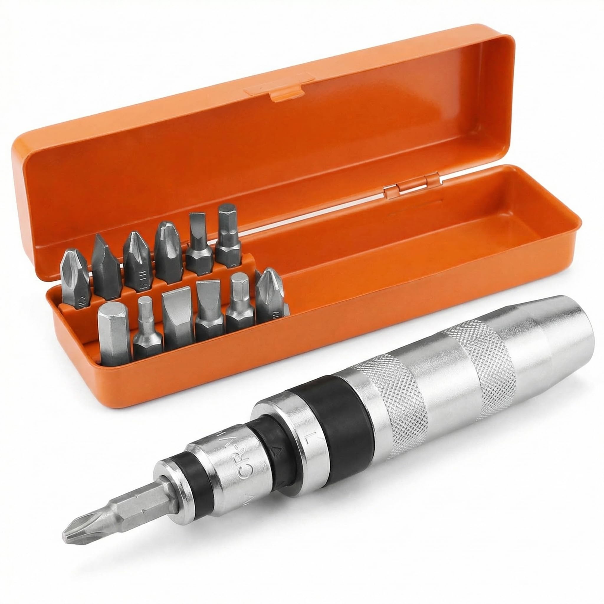 QWORK® 14-Piece Manual Impact Screwdriver Set, 1/2" Manual Impact Driver with Screw Adapter and Phillips/Slotted Bits