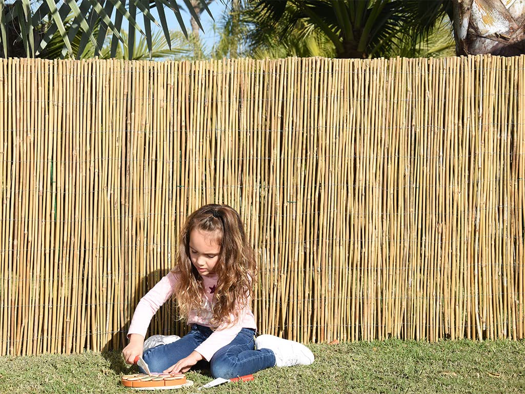 Suinga Valla de Cañizo Bambu 1,8x5 Metros | Cañizo Entero Jardin Natural | Cerramiento de Bambu 95% Ocultación | Valla de Bambu