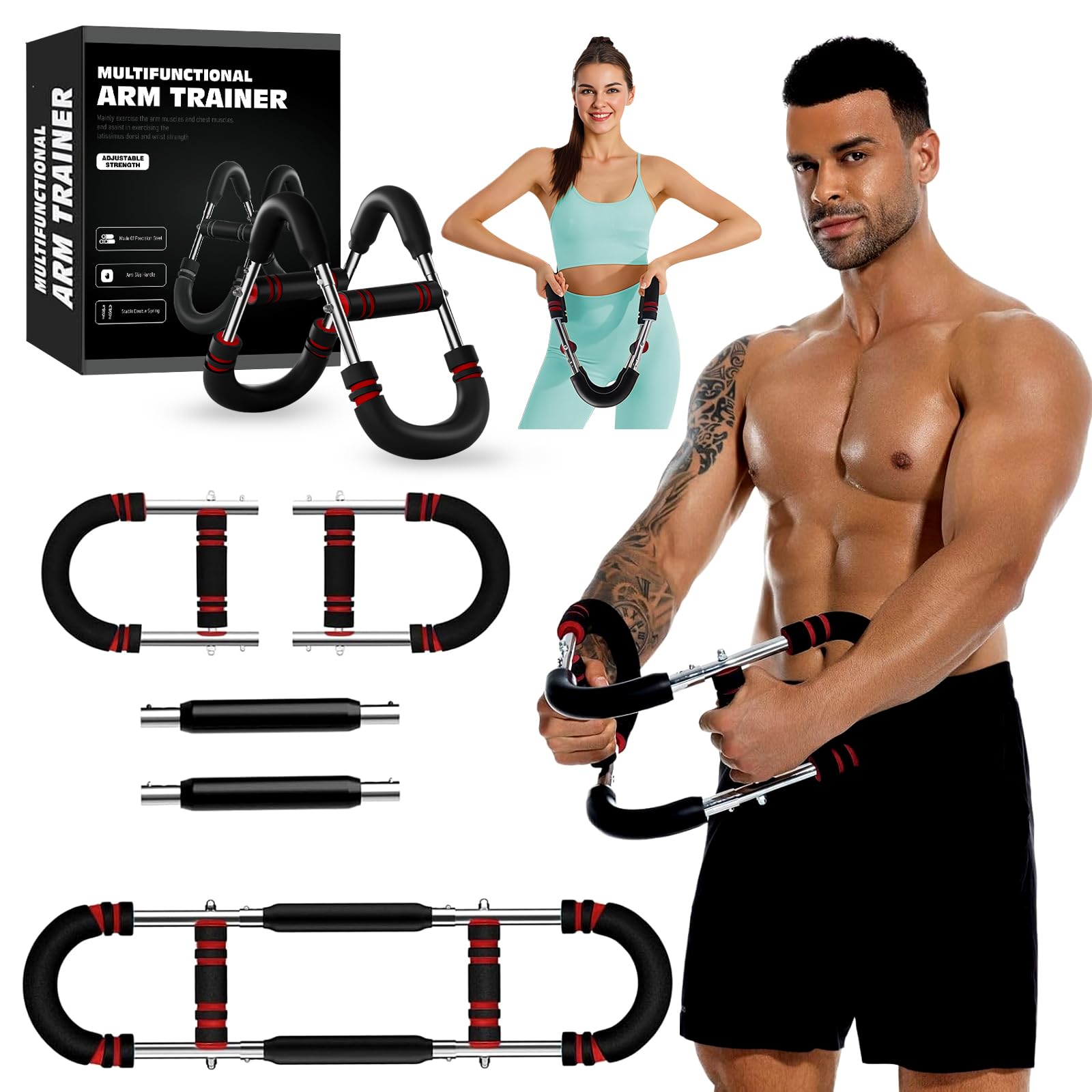 Twister Arm Trainer, Adjustable Chest Workout Equipment for Men & Women, Muscle Builder & Strength Training for Arms, Home Gym Strength Trainer, Chest Trainer (50-100 lbs)