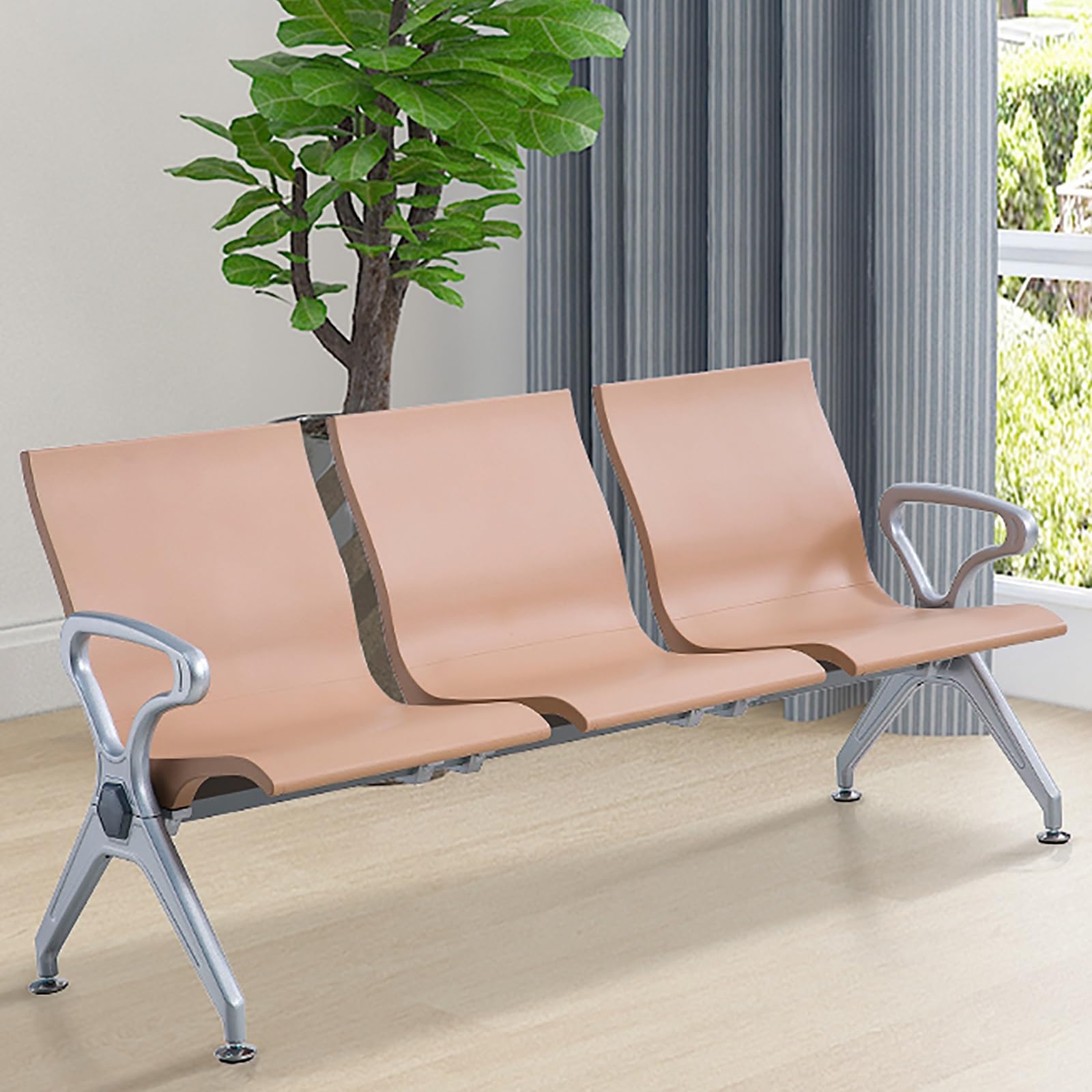 SaryEdge 3-Seat Room Bench with Armrests Polyurethane Reception Seating for Clinics Airports Hospitals Lounges and Banks - Comfortable & Stylish,