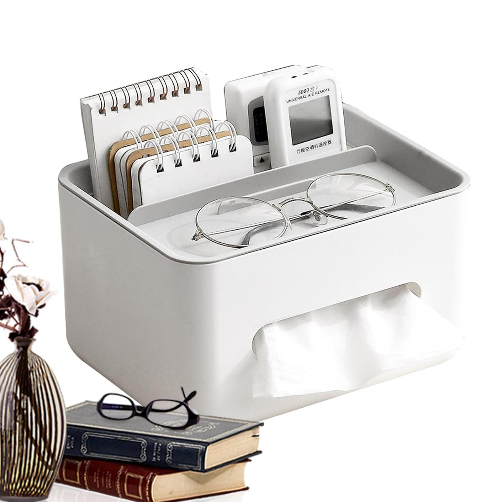 Caja de almacenamiento de tejidos, soporte para cajas de tela, caja organizadora rectangular, maletín de tela con soporte para teléfono móvil, dispensador de servilletas, organización del hogar para