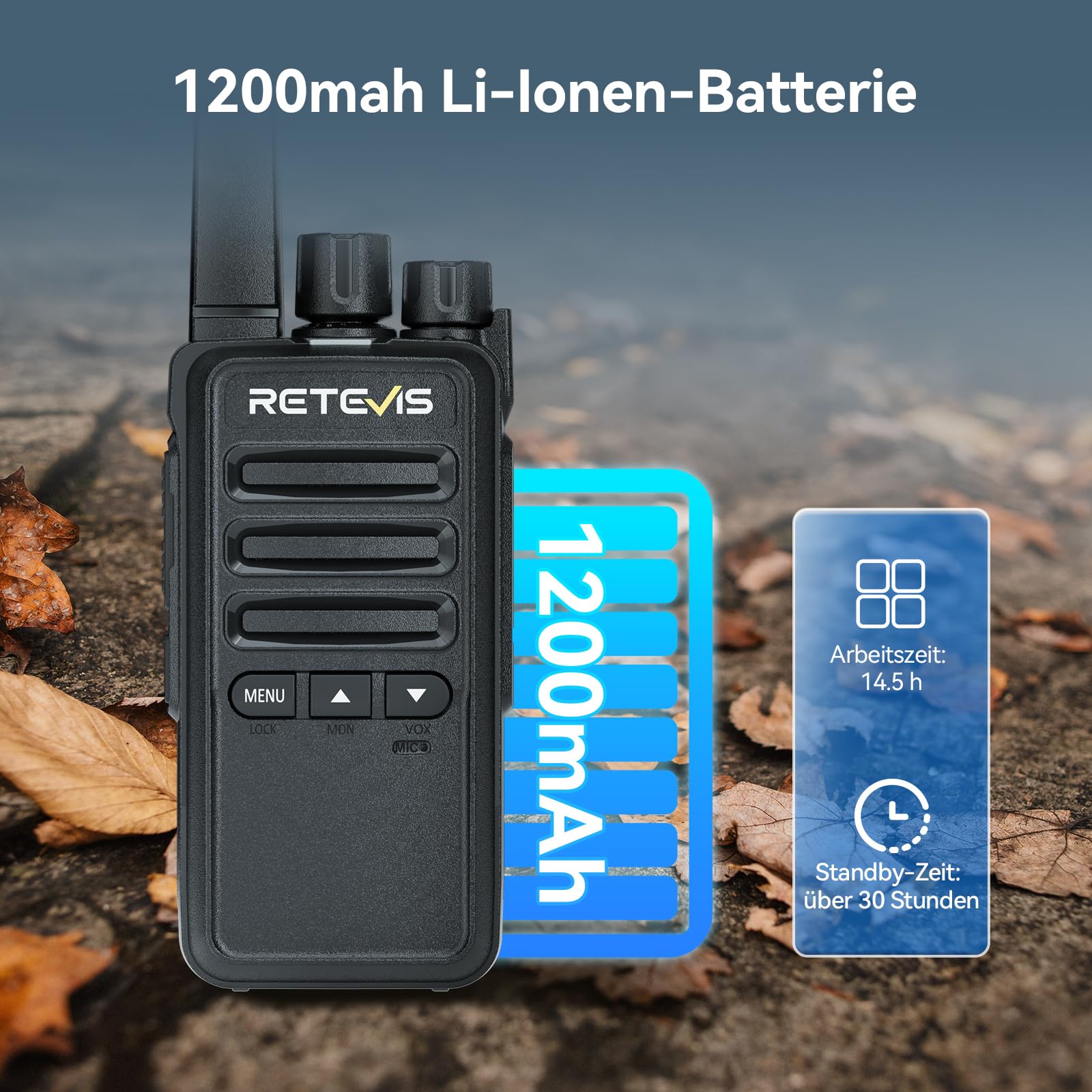 Retevis RT668B Walkie Talkie mit Headset, PMR446 Funkgerät, Lizenzfreies VOX, 16 Kanäle, CTCSS/DCS, Robustes Funkgerät für Reisen, Camping (2 Stück, Schwarz)