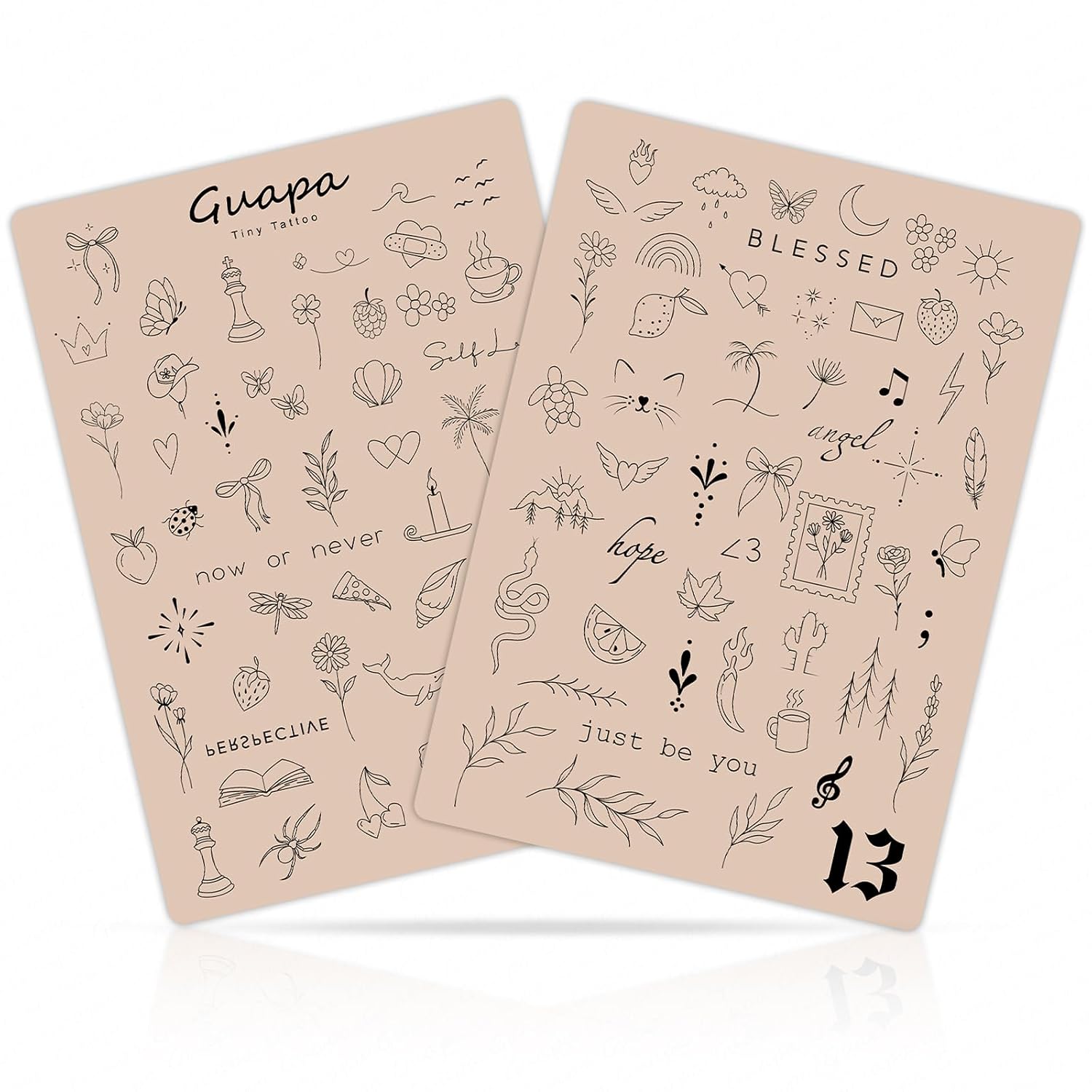Guapa Fine Line Practice Skin – 3 Sheets Pre-Printed Silicone Pads with Whimsical Nature & Lifestyle Designs – for Apprentices, Beginners & Artists (Pink-3PCS)