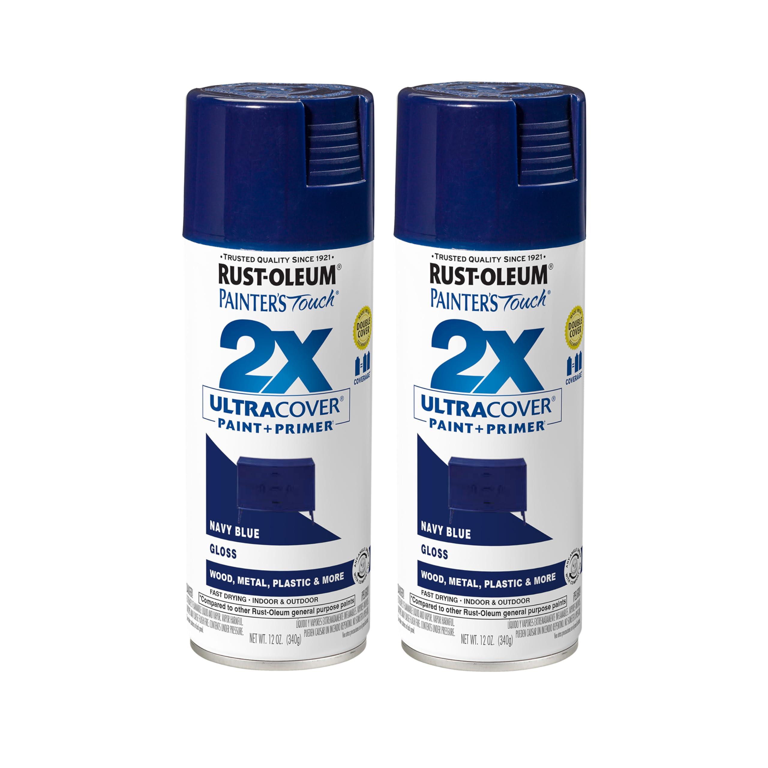 Rust-Oleum Painter's Touch 2X Ultra Cover Spray Paint, Gloss Navy Blue