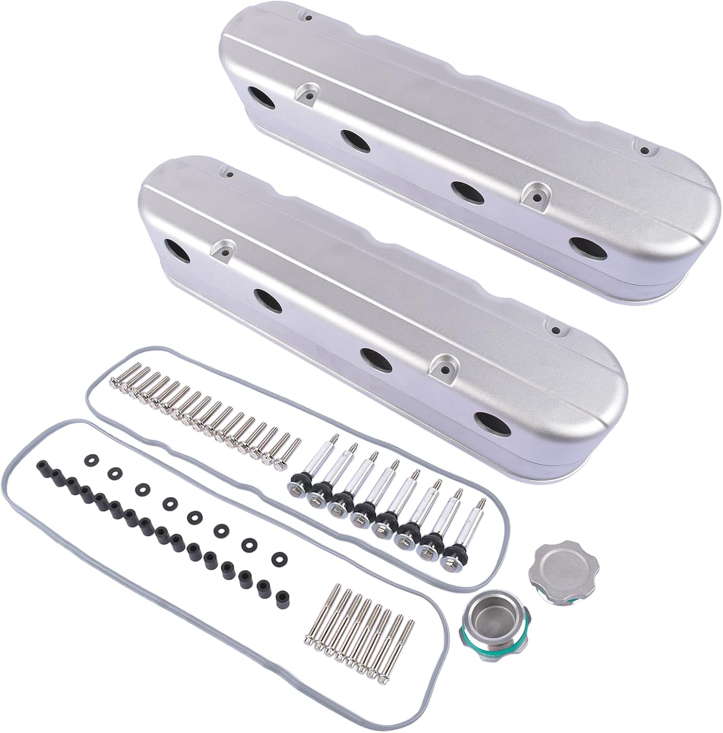 Engine Valve Covers Replacement for Chevy Small Block SB V8 LS1 LS2 LS3 LS6 LS7 293 325 346 364 376 427 Ci 1997-2019 - Silver