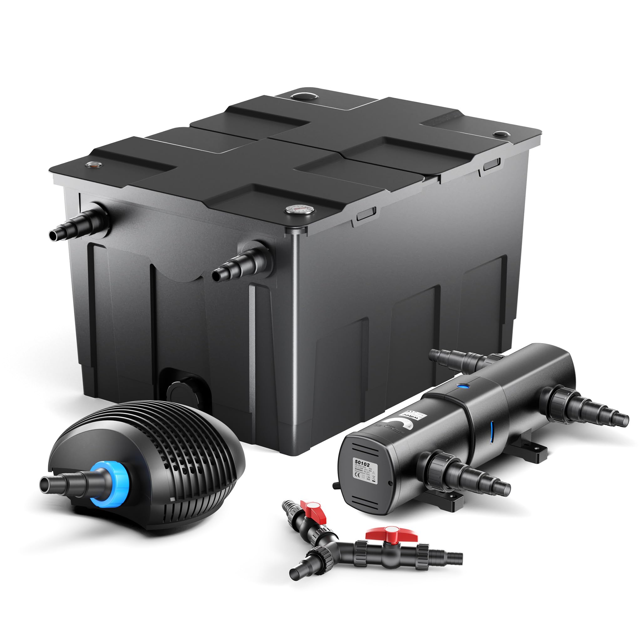 SunSun CBF-550 Teichfilter bis 60000 L CTF-8000 SuperECO Teichpumpe 8000l/h 70W CUV-236 UVC Klärer 36W Komplettset