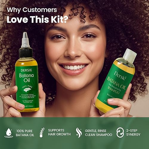 Miniatura 4 de Dersie Kit de crecimiento del cabello de aceite de batana de 2 pasos aceite de batana 100% puro + champú fortalecedor del cabello Batana -