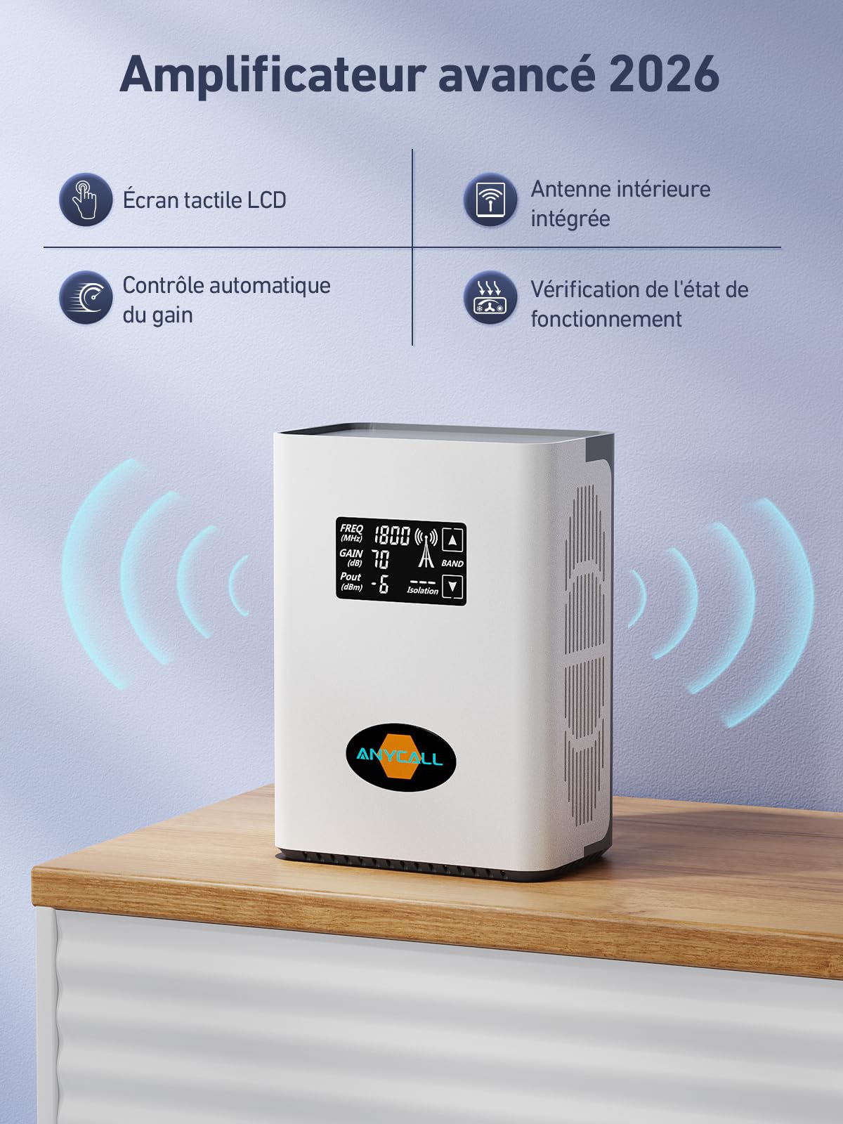 Amplificateur Reseau Mobile 5G 4G LTE GSM sur la Bande 1, 3, 7 et 20 pour Orange SFR Free Bouygues Télécom et Plus, Amplificateur de Signal Cellulaire avec Antenne Omnidirectionnelle