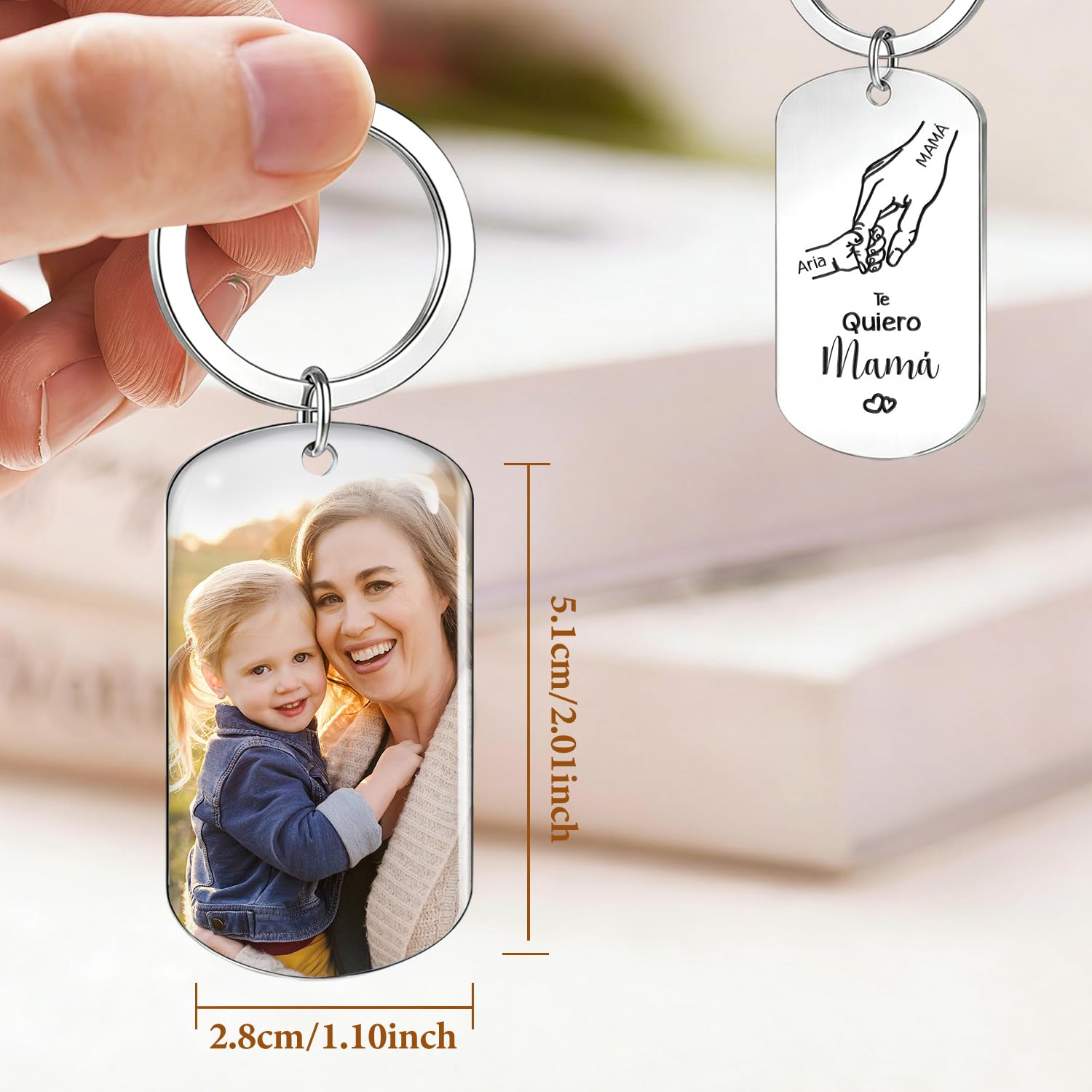 Llavero Regalo Dia de la Madre Personalizado Regalo Mama - Llaveros Personalizado con Foto Texto para Mamá, Mama Cumpleaños Regalos Personalizados para Madre Mujer — view 2