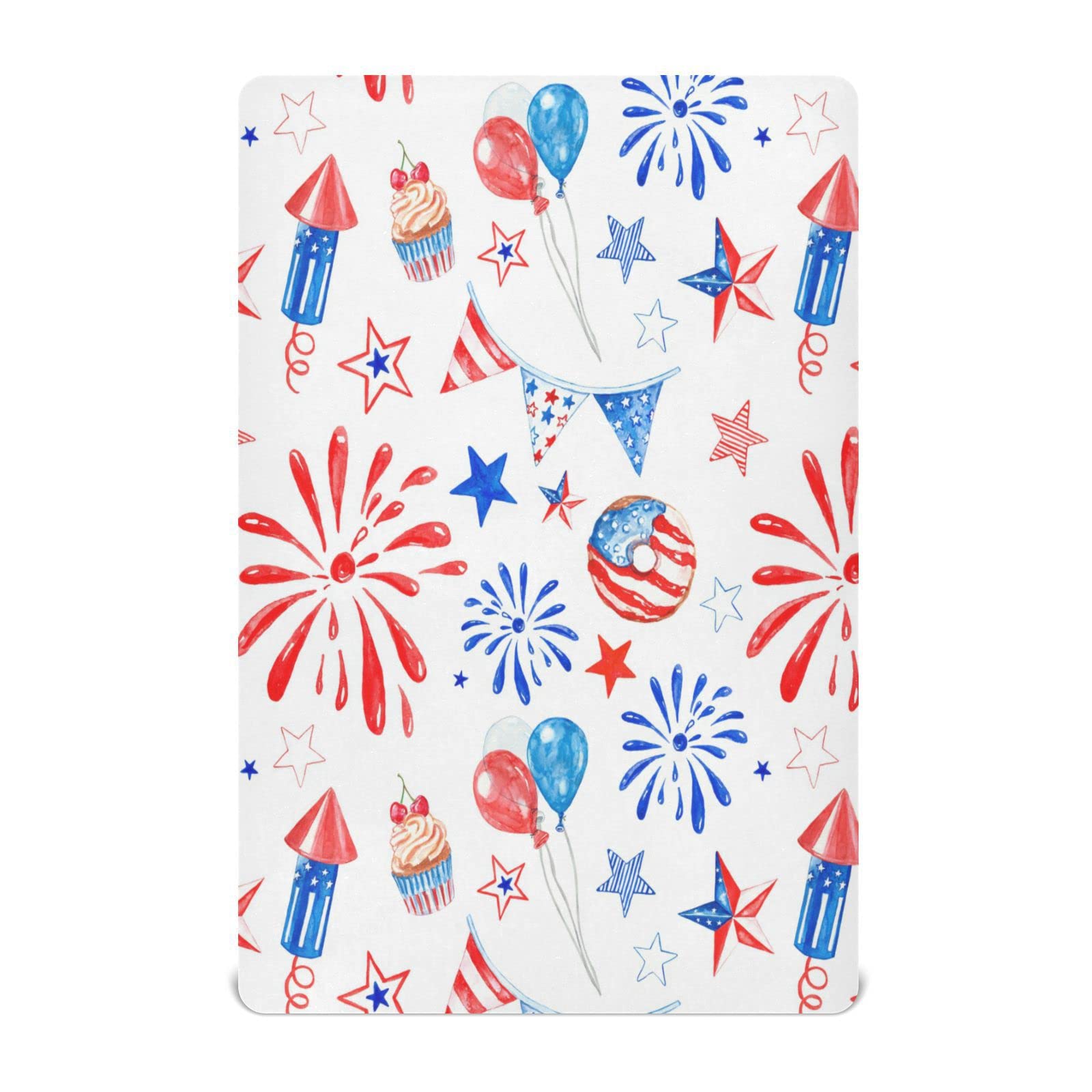 Fitted Crib Sheet for Boys & Girls 4th of July Soft Breathable Unisex Baby Sheets for Standard Crib and Toddler Mattresses 28 x 52 in