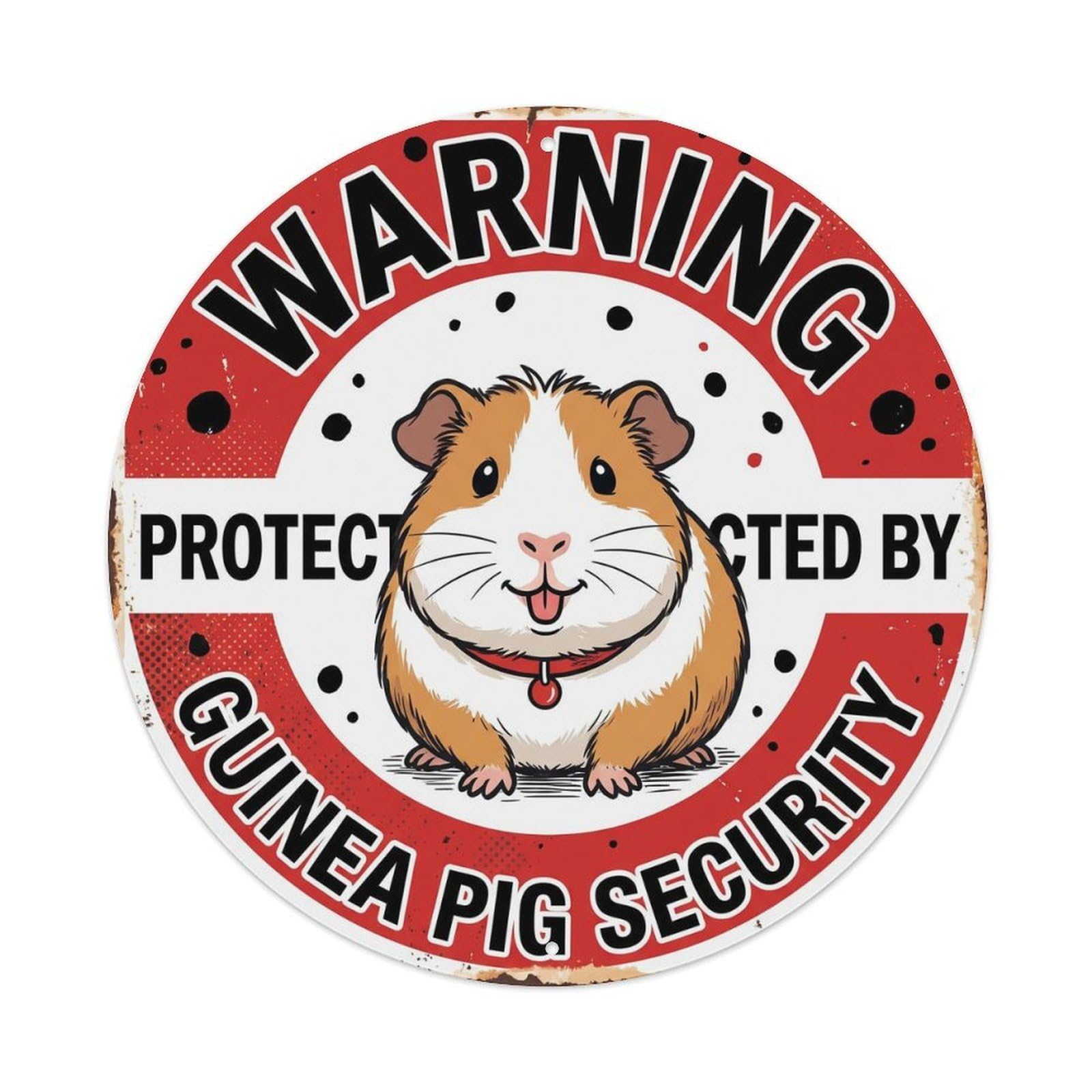 Tgrcjimh Style Metal Tin Sign Warning Protected By Guinea Pig Security Vintage
