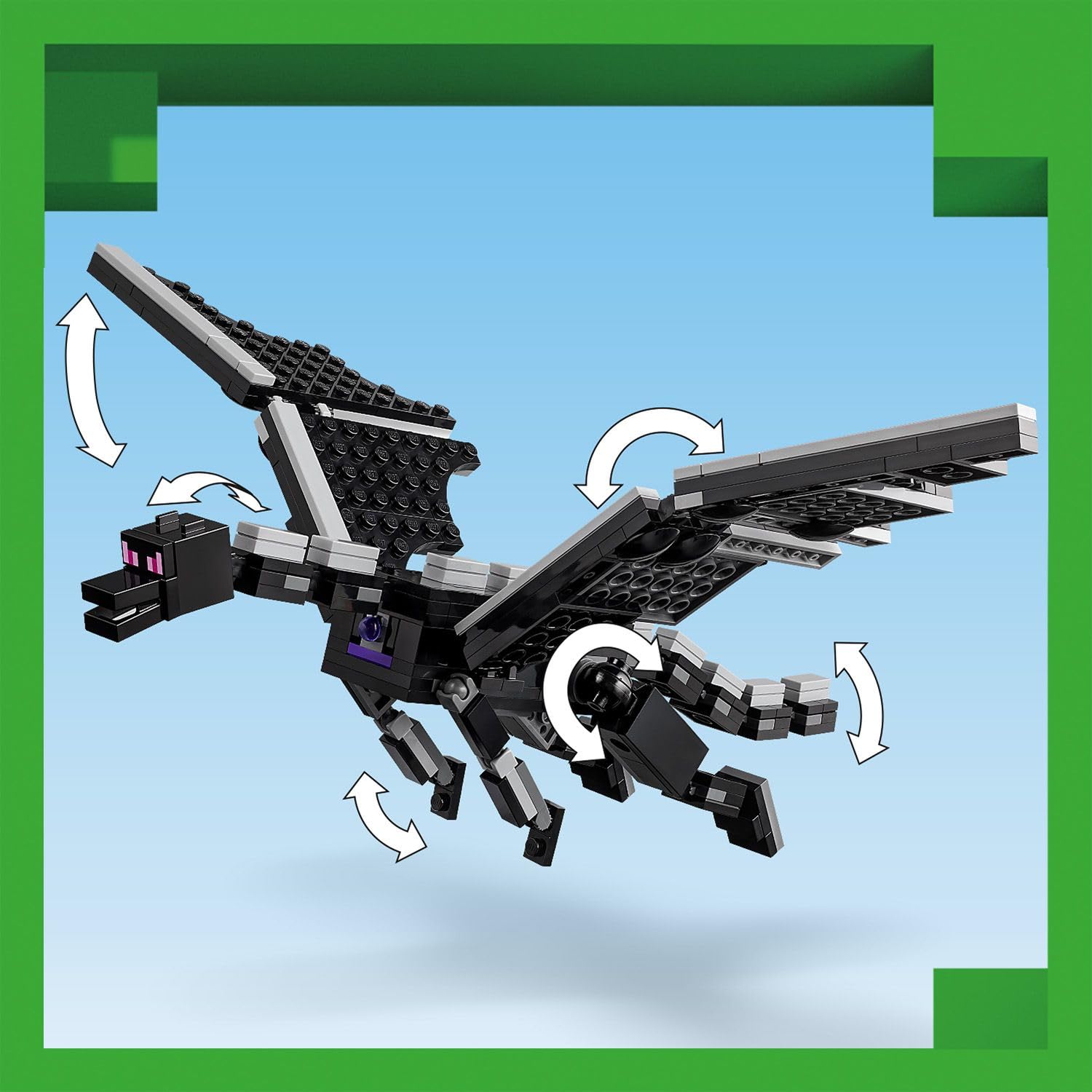 LEGO Minecraft Smok Kresu i statek Kresu, Kreatywna Zabawka dla 8-latka do Zbudowania, Zestaw dla Chłopca i dla Dziewczynki z Figurką Endermana, Prezent dla Dziecka i dla Graczy, 21264