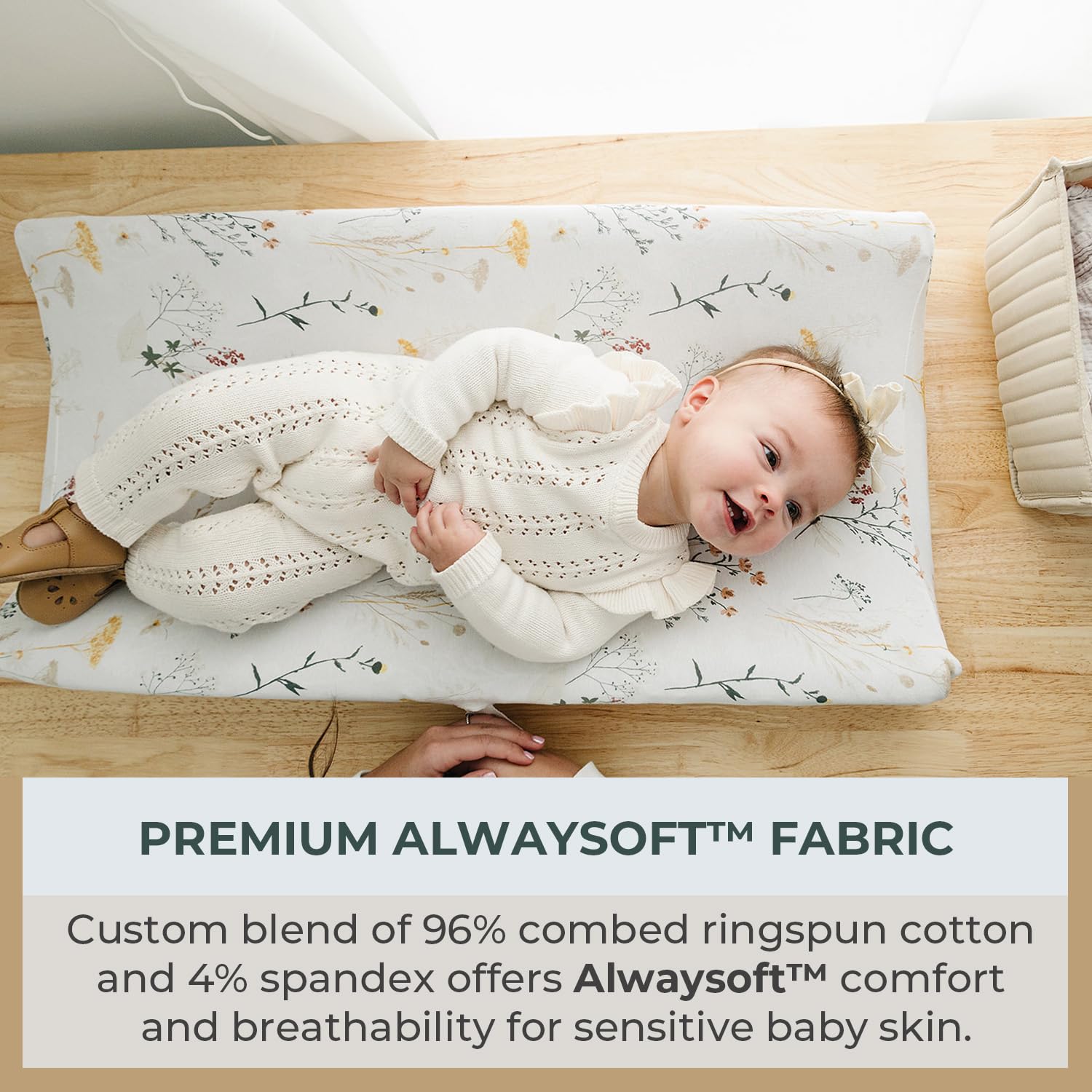 Pobibaby - 2 Pack Premium Changing Pad Cover - Ultra-Soft Jersey Knit, Stylish Floral Pattern, Safe and Snug for Baby (Wildflower)