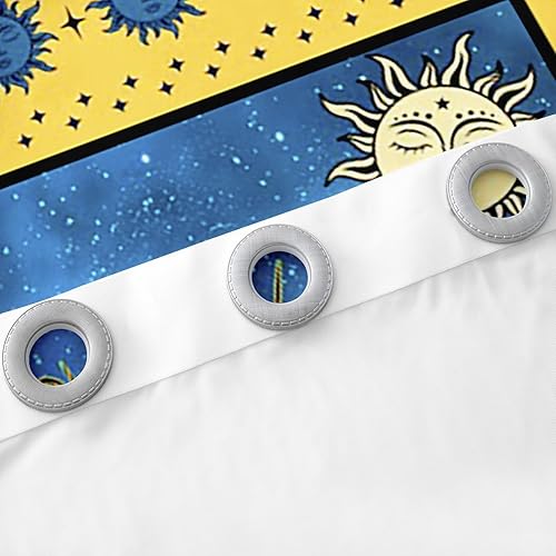 Miniatura 6 de Cortinas de sol para dormitorio, sala de estar (2 paneles, 38 x 45 pulgadas), patrón bohemio, hippie, sol, luna, 30% a 50%, cortinas opacas bohemias